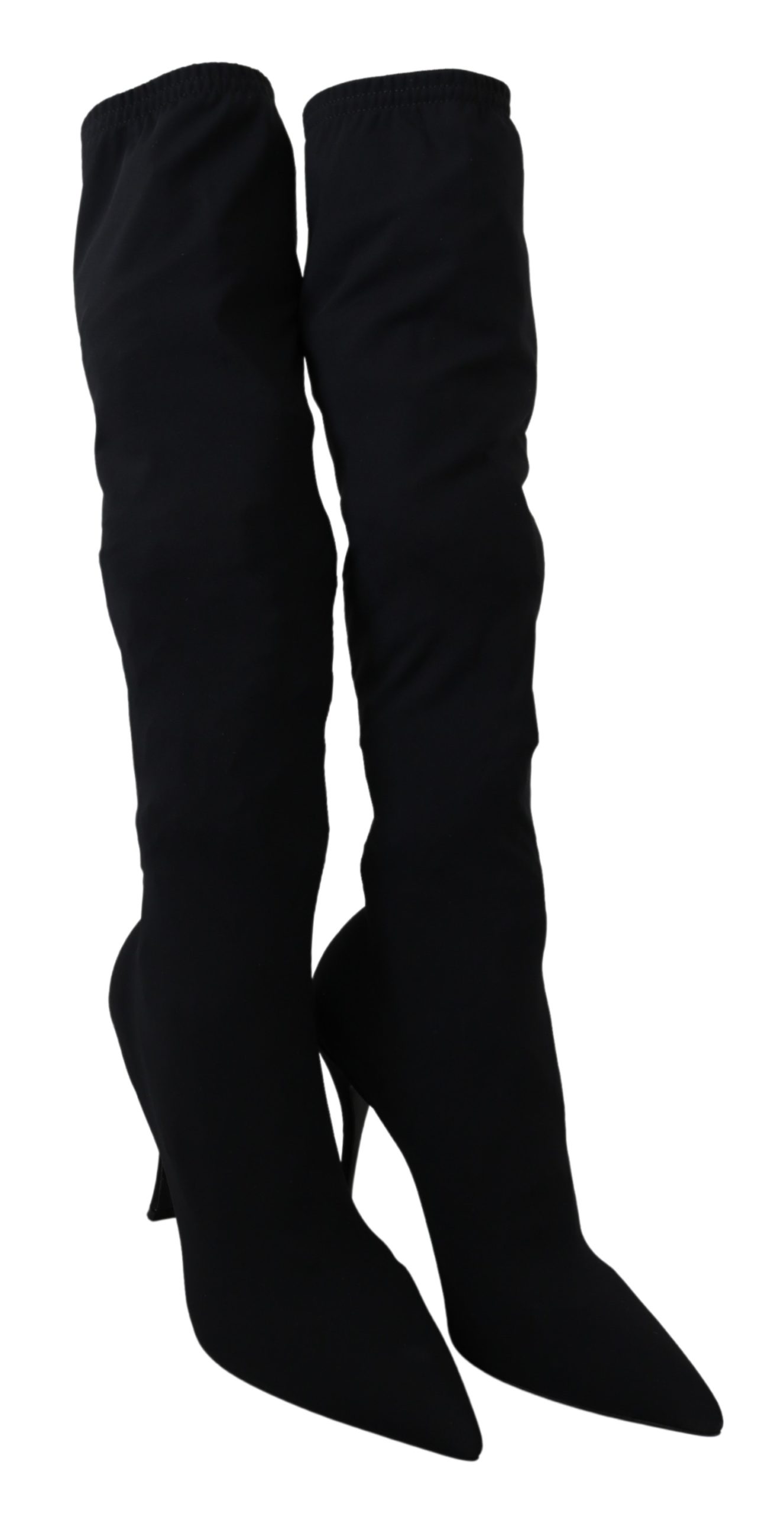 Black Jersey Stretch Knee High Boots - EU40/US9.5