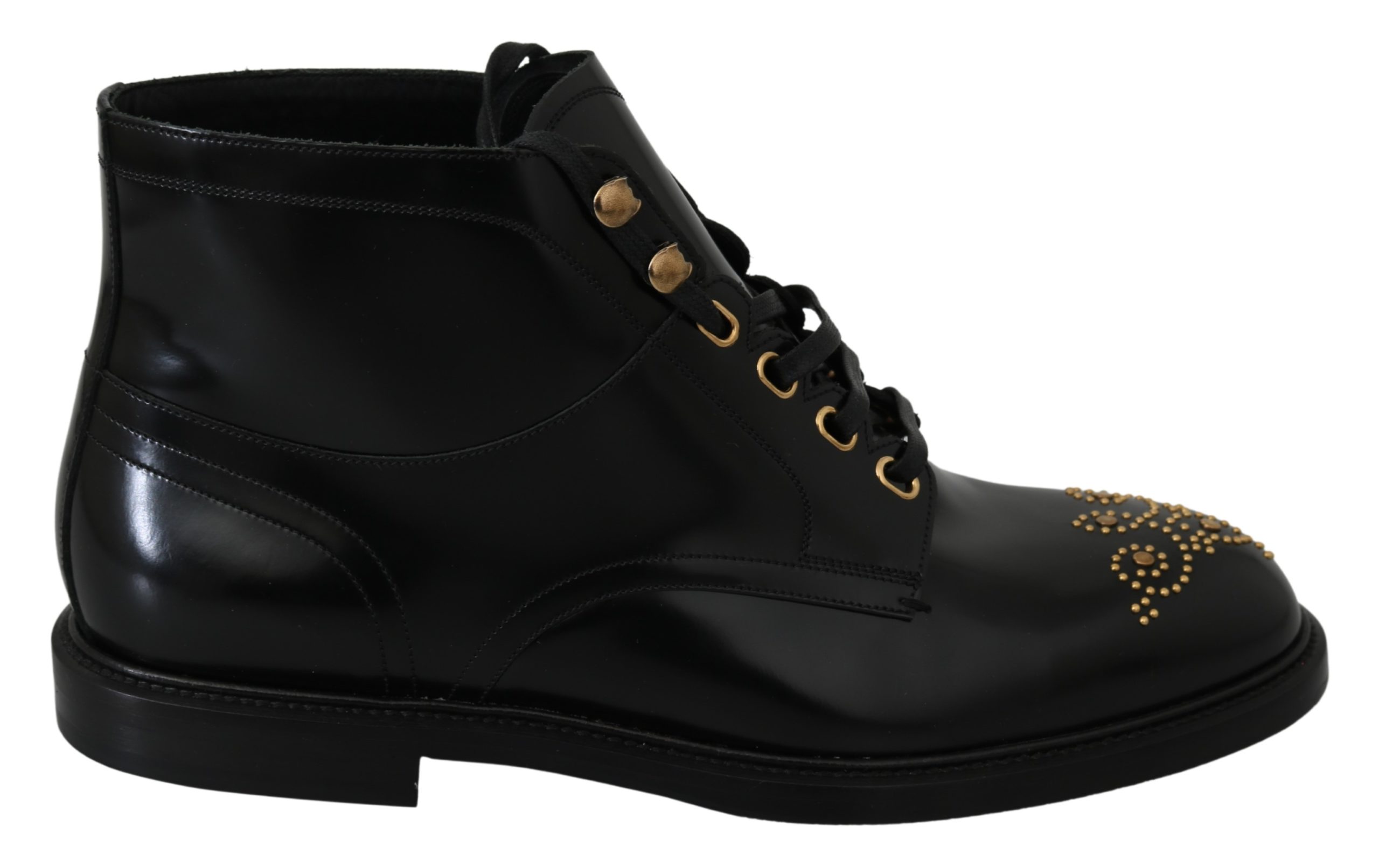 Dolce & Gabbana Men's Leather Lace Up Boot Black MV2821 - EU43/US10