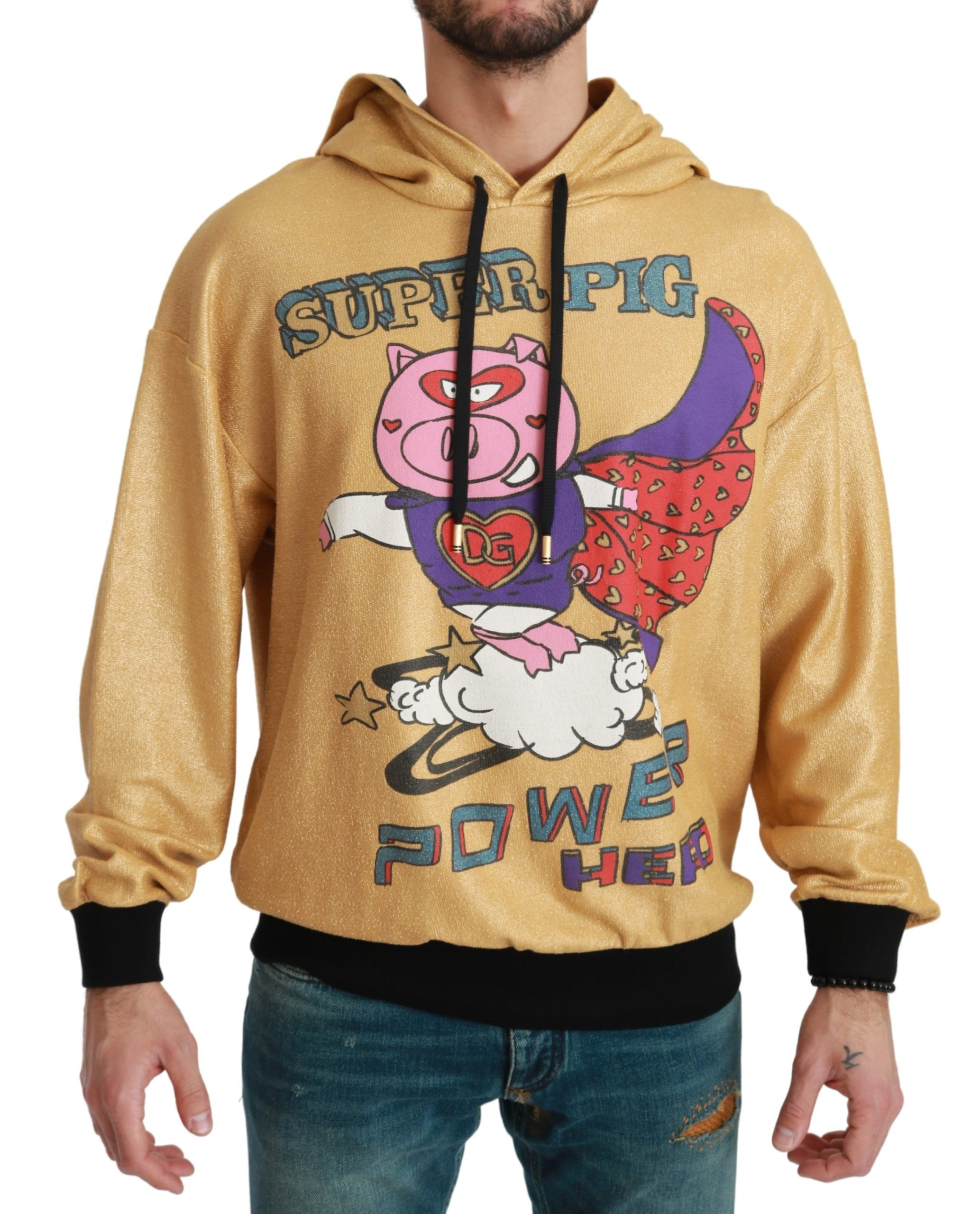Dolce & Gabbana Men's Pig of the Year Hooded Sweater Gold TSH4614 - IT44 | XS