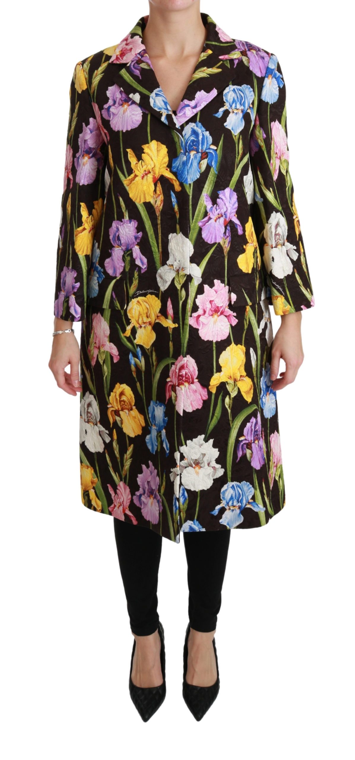 Dolce & Gabbana Women's Floral Brocade Coat Black JKT2582-36 - IT36 | XS