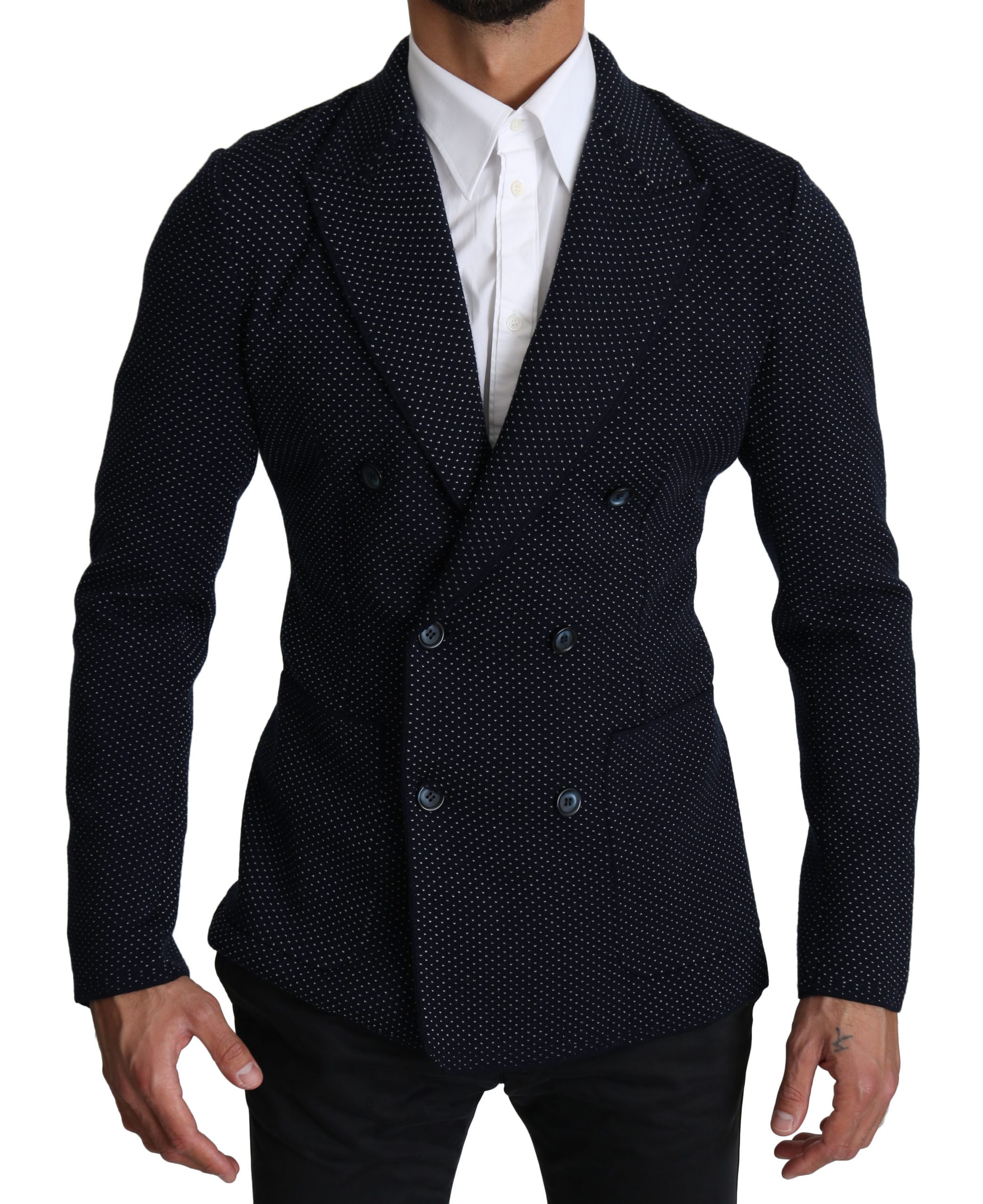 Dolce & Gabbana Men's Dotted Double Breasted Blazer Blue KOS1536 - IT50 | L