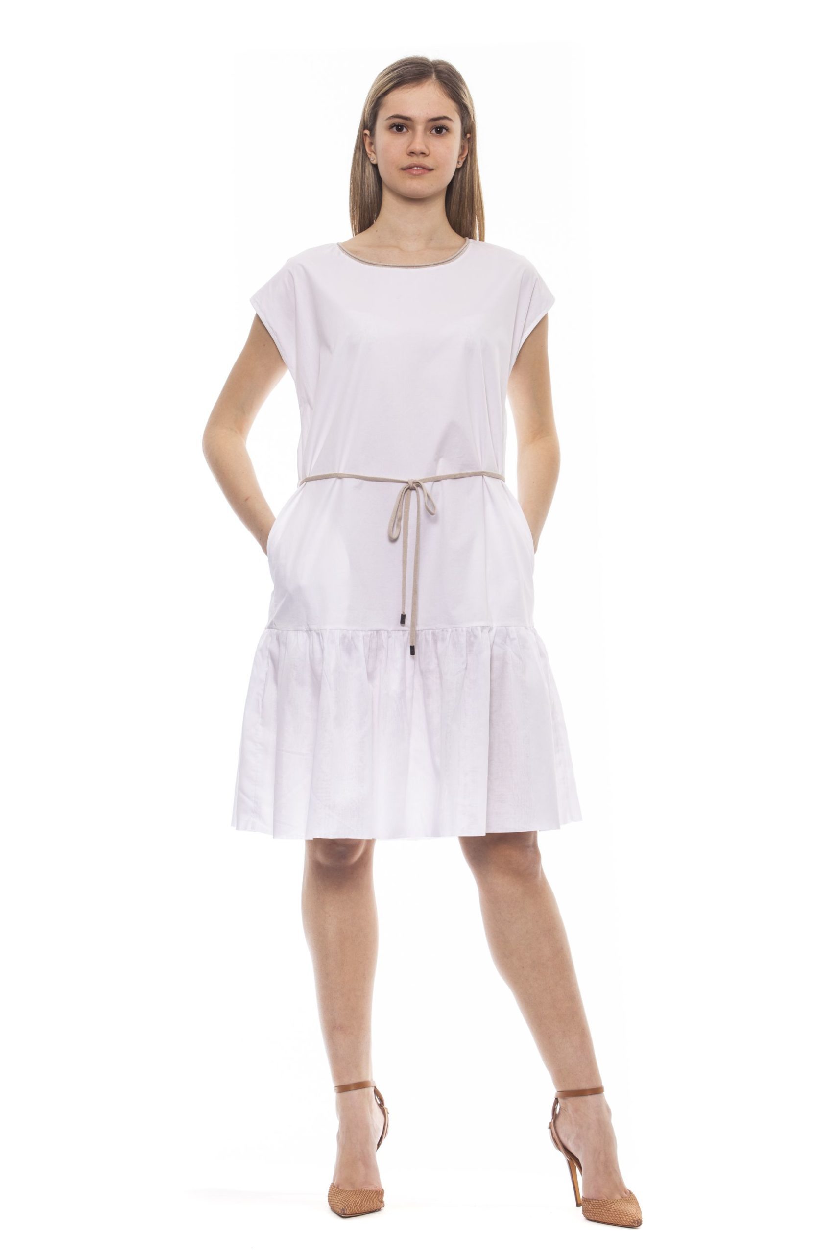 Peserico Women's Bianco Dress White PE1381692 - IT42 | S