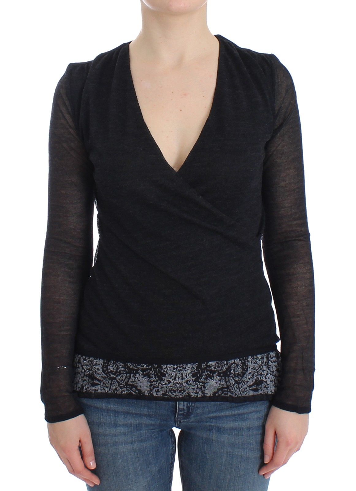 Ermanno Scervino Women's Stretch Long Sleeve Sweater Black SIG12583 - IT44 | M