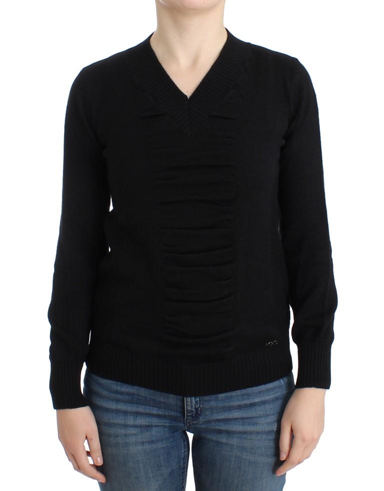 Costume National Women's V-neck Wool Sweater Black SIG12087 - XS
