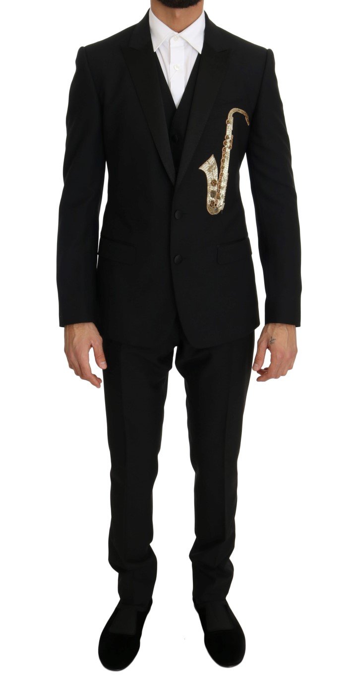 Dolce & Gabbana Men's Wool Silk Saxophone Slim Fit Suit Black KOS1151 - IT46 | S