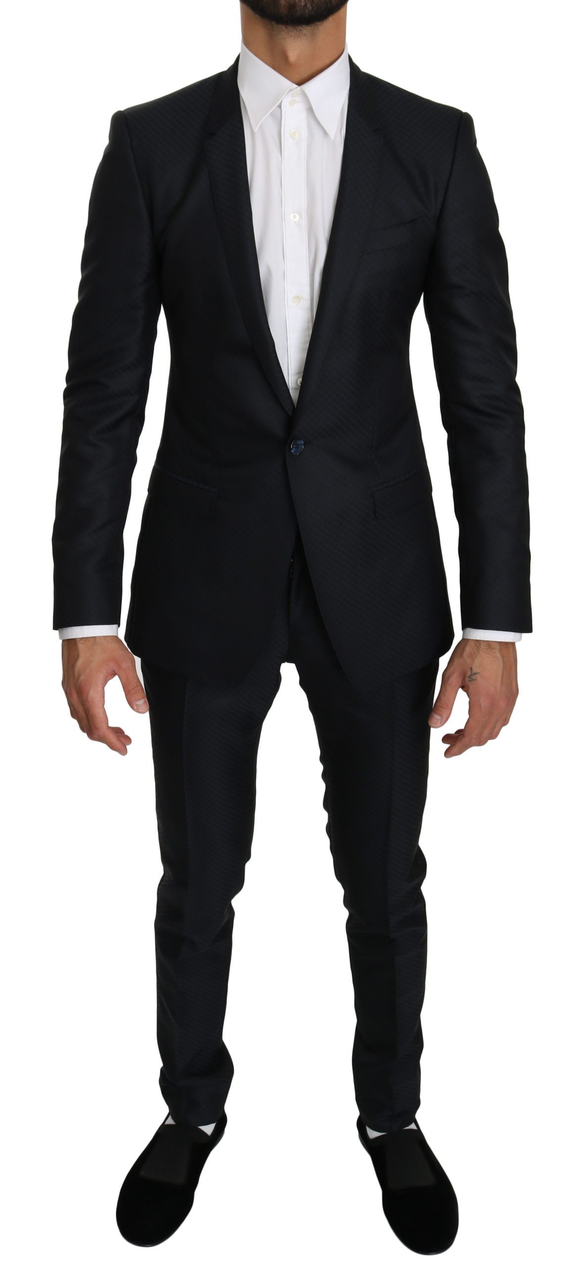 Dolce & Gabbana Men's GOLD Slim Fit Silk Wool Suit Blue KOS1542 - IT44 | XS