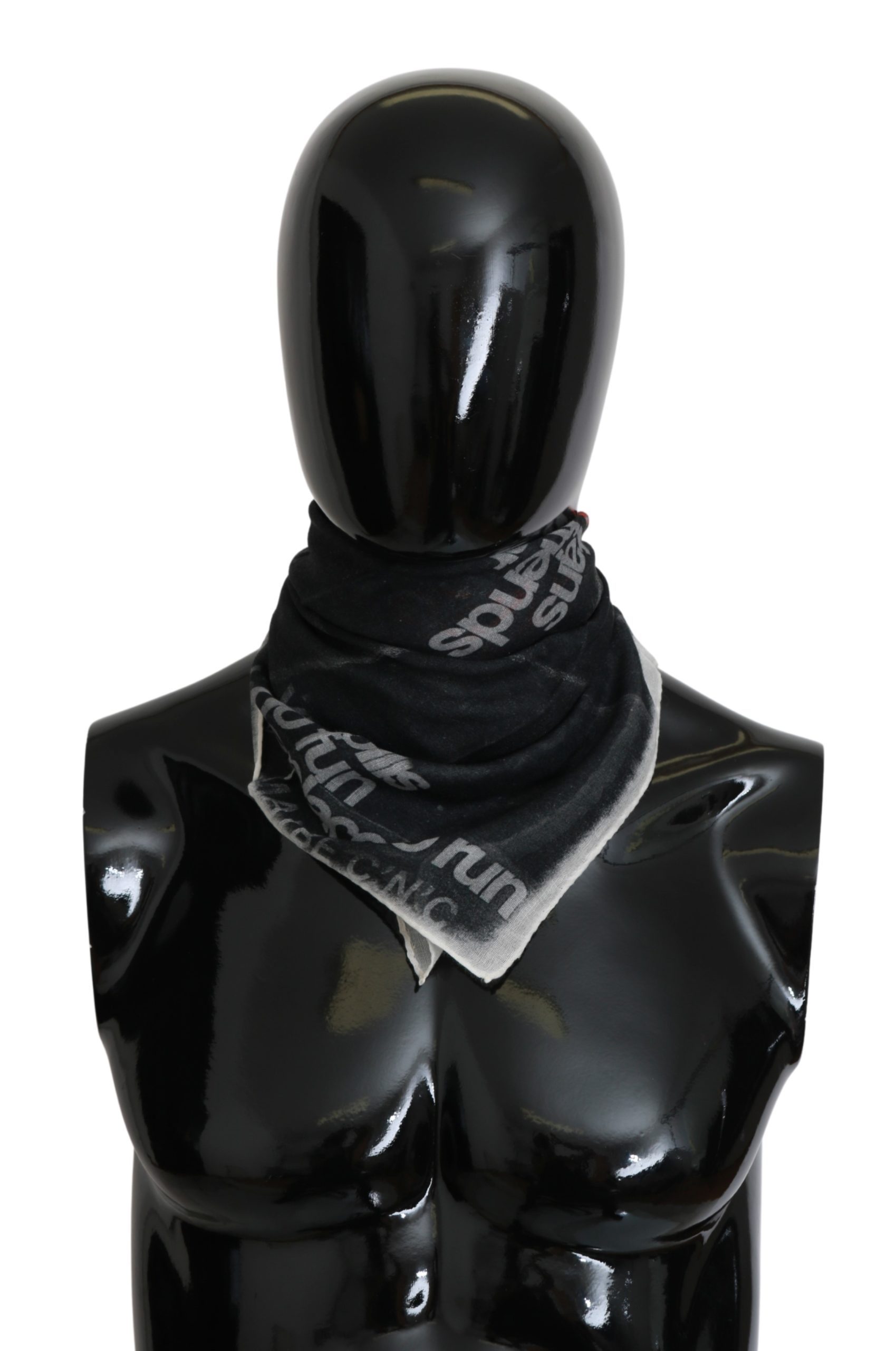 Costume National Women's Wool Foulard Branded Scarf Black MS1656BG