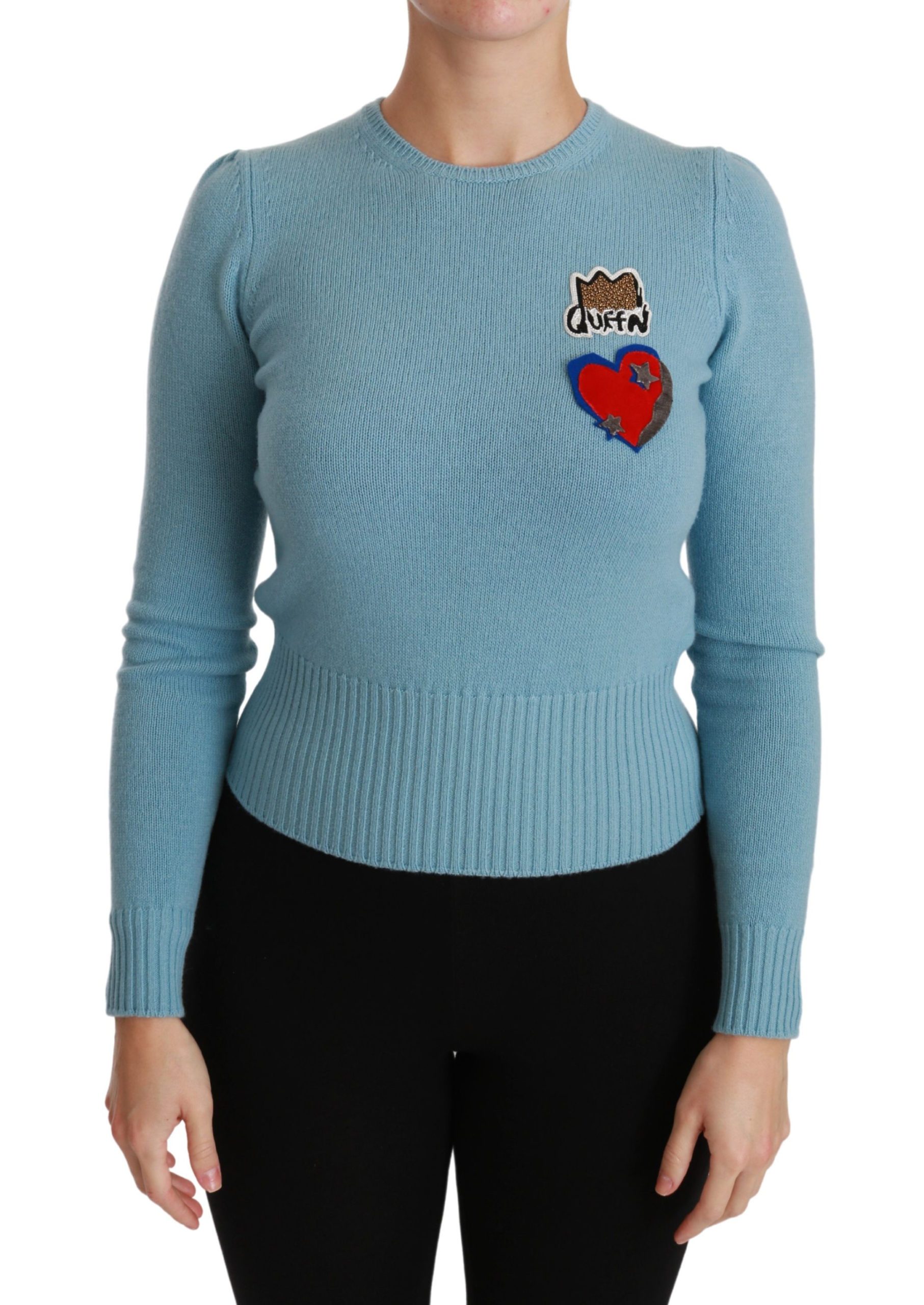 Dolce & Gabbana Women's Wool Queen Heart Pullover Sweater Blue TSH4416 - IT36 | XS