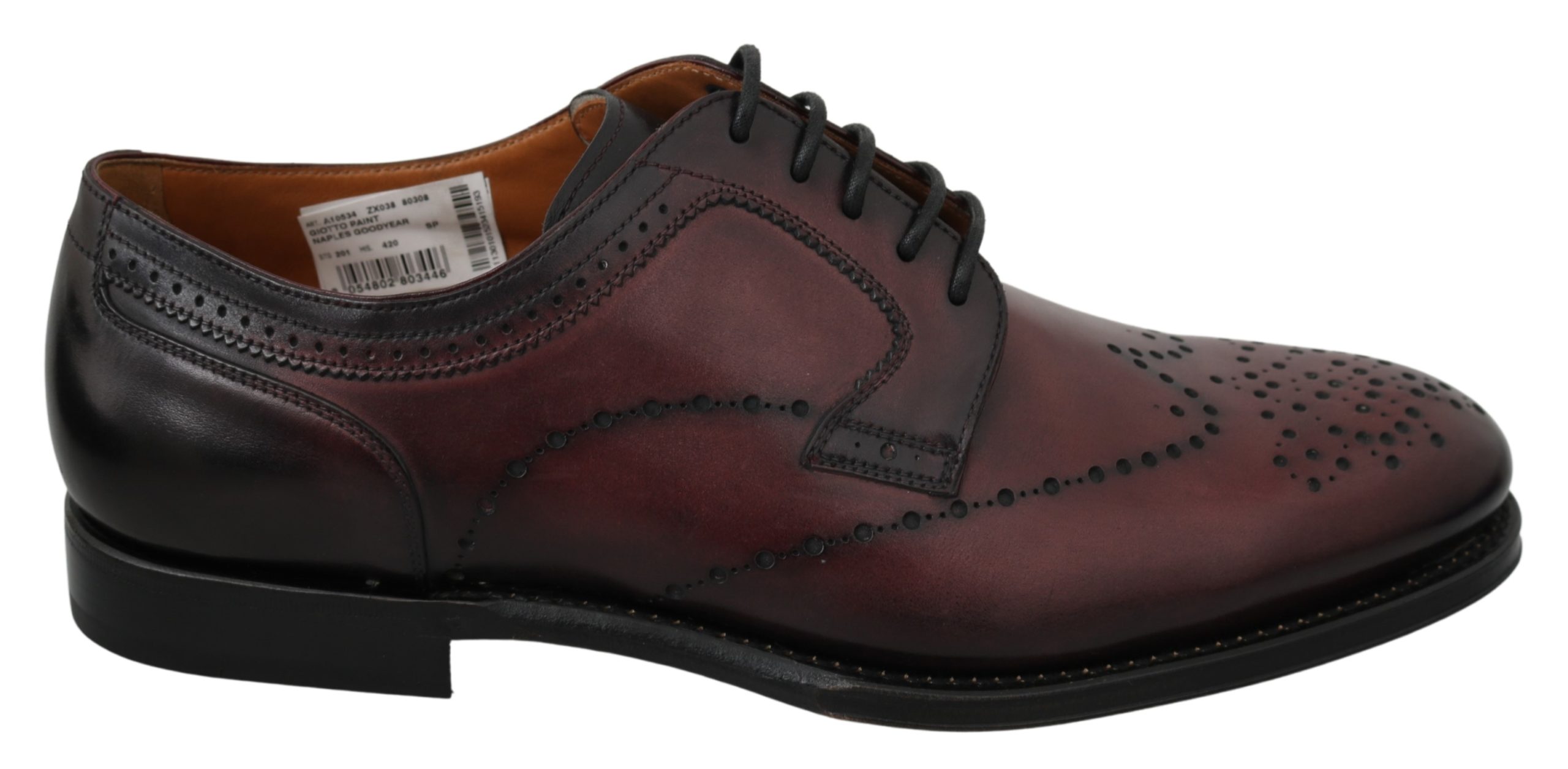 Dolce & Gabbana Men's Leather Formal Brogue Shoe Bordeaux MV2880 - EU42/US9
