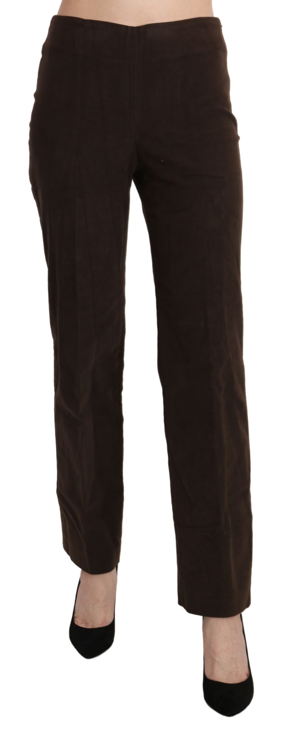 BENCIVENGA Women's Suede High Waist Straight Trousers Brown PAN71374-42 - IT42|M