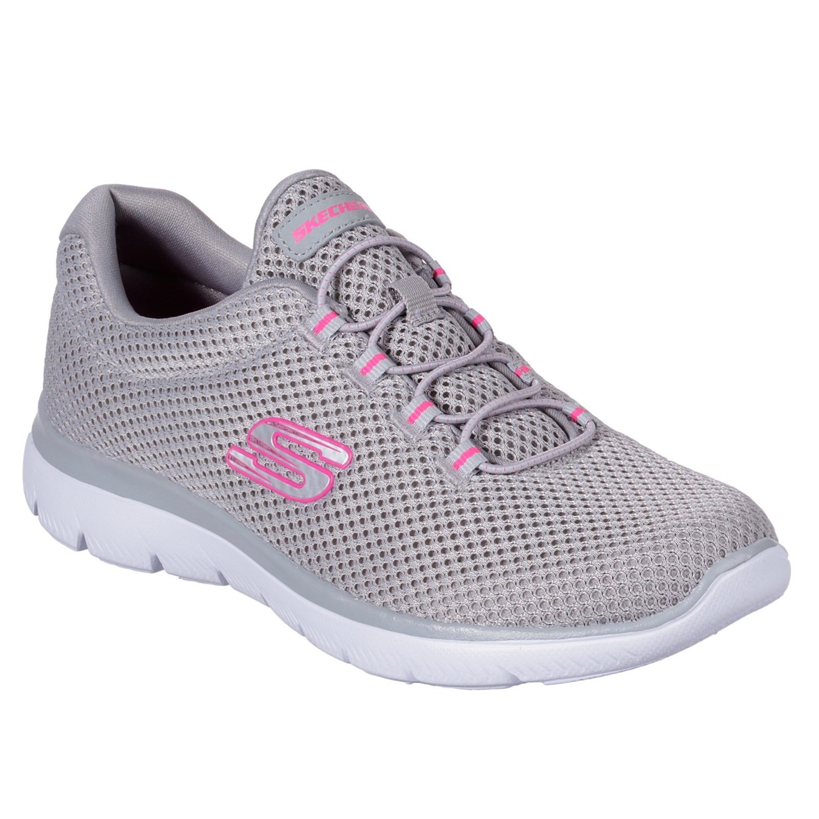 Skechers Women's Summits Slip On Trainer Various Colours 30708 - Grey/Hot pink 4