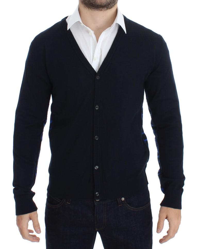 John Galliano Men's Wool Button Down Logo Cardigan Blue SIG17801 - S