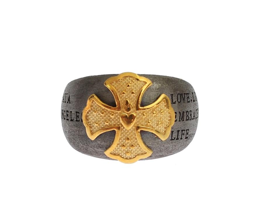 Nialaya Men's Gold Crest 925 Sterling Silver Ring Gray SIG19146 - EU66 | US12