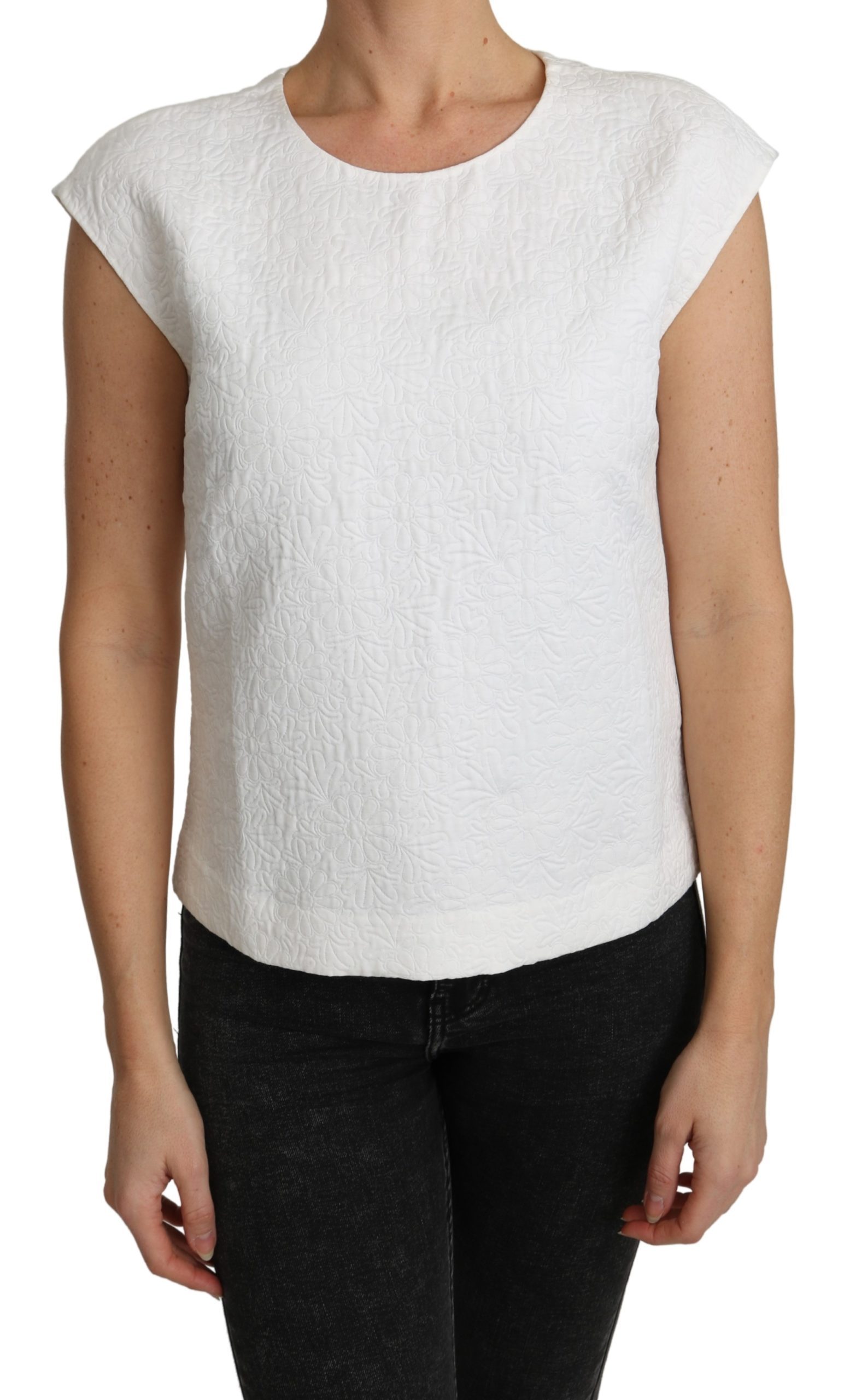 Dolce & Gabbana Women's Floral Brocade Top White TSH4840 - IT36 | XS