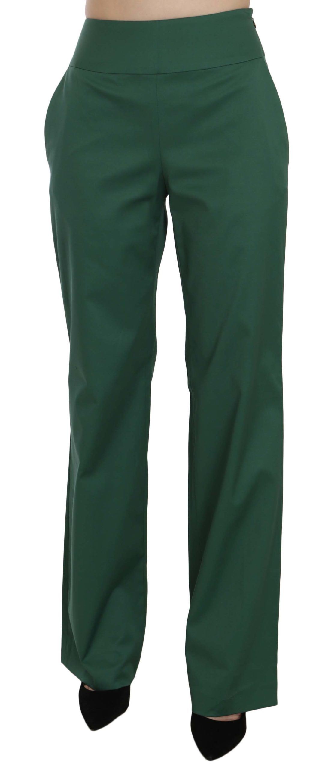 Just Cavalli Women's High Waist Straight Formal Trouser Green PAN70325 - IT38|XS