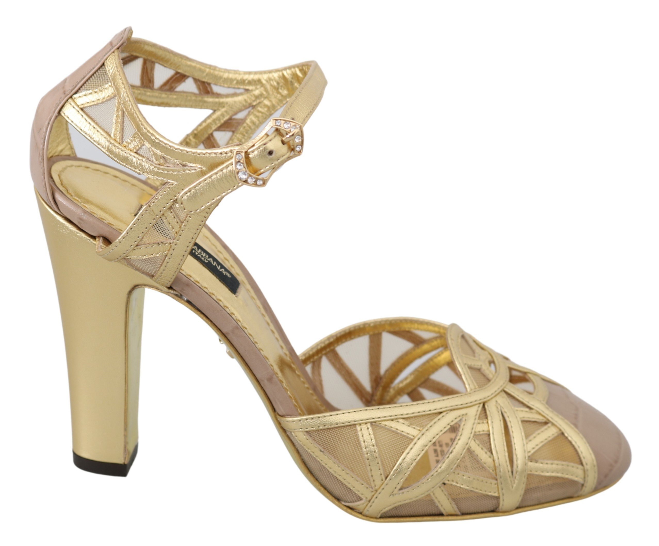 Dolce & Gabbana Women's Leather Ankle Strap Sandals Gold LA6806 - EU38/US7.5
