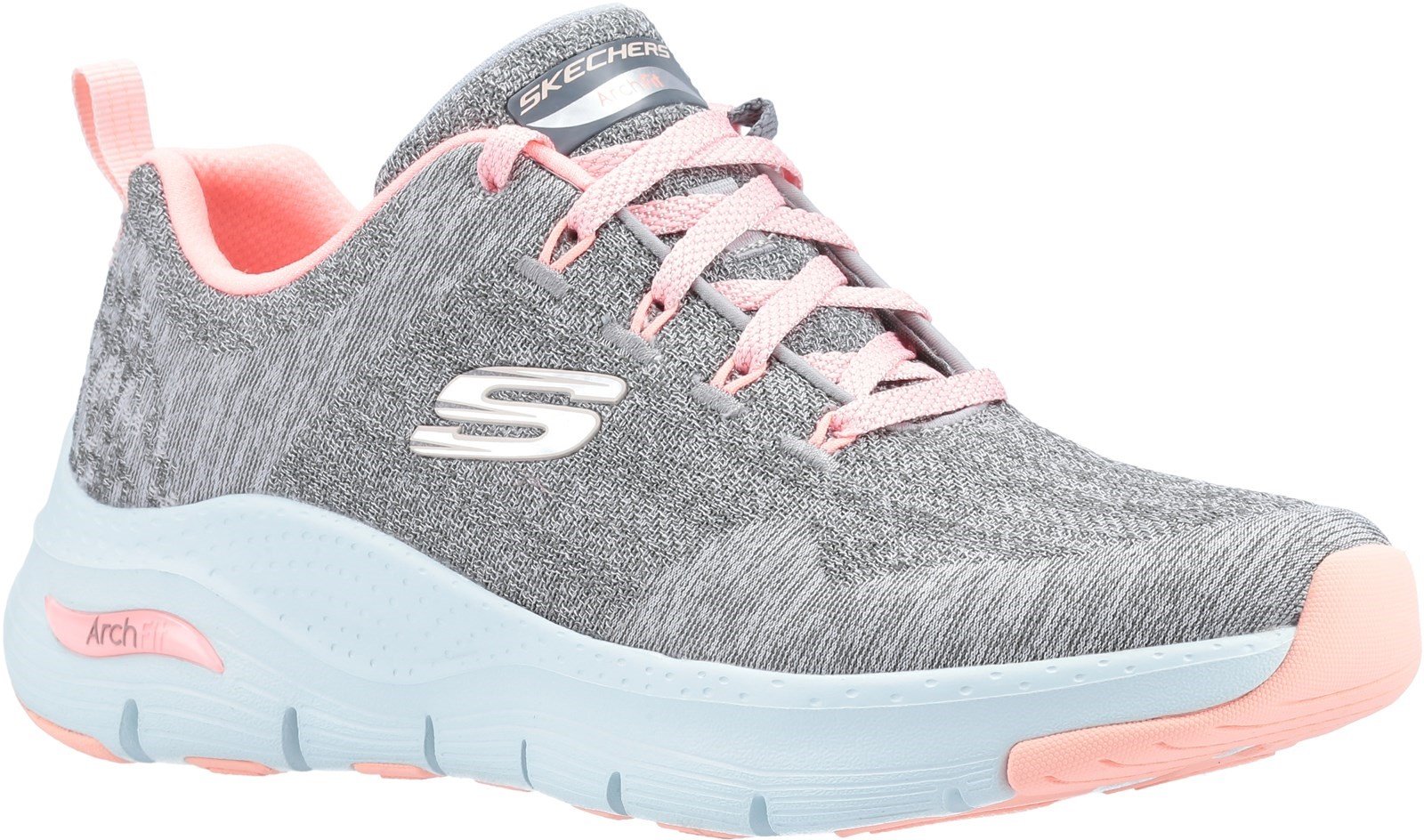 Skechers Women's Arch Fit Comfy Wave Trainer Various Colours 31042 - Grey/Pink 3