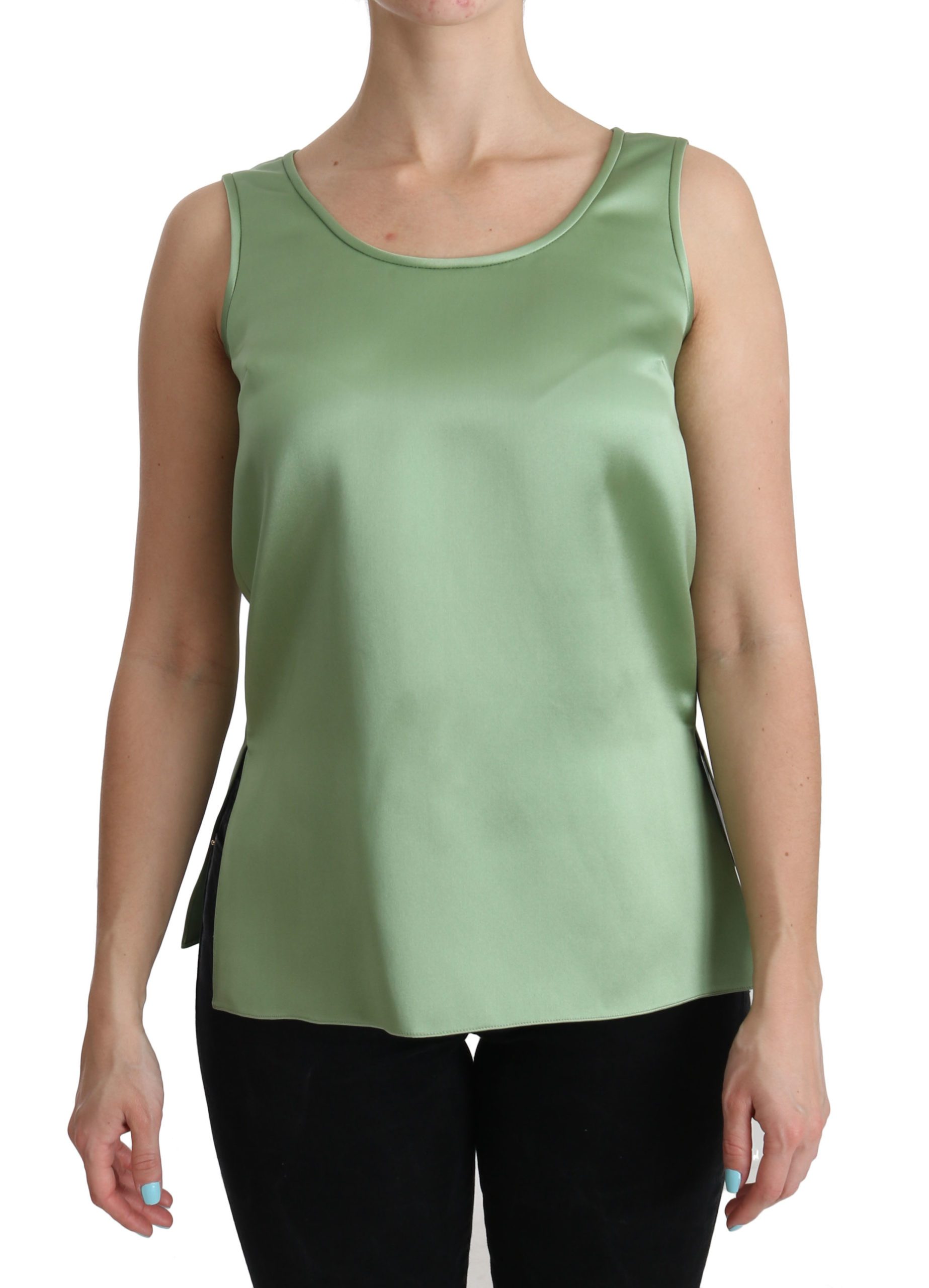 Dolce & Gabbana Women's Sleeveless Silk Top Green TSH3874 - IT36 | XS