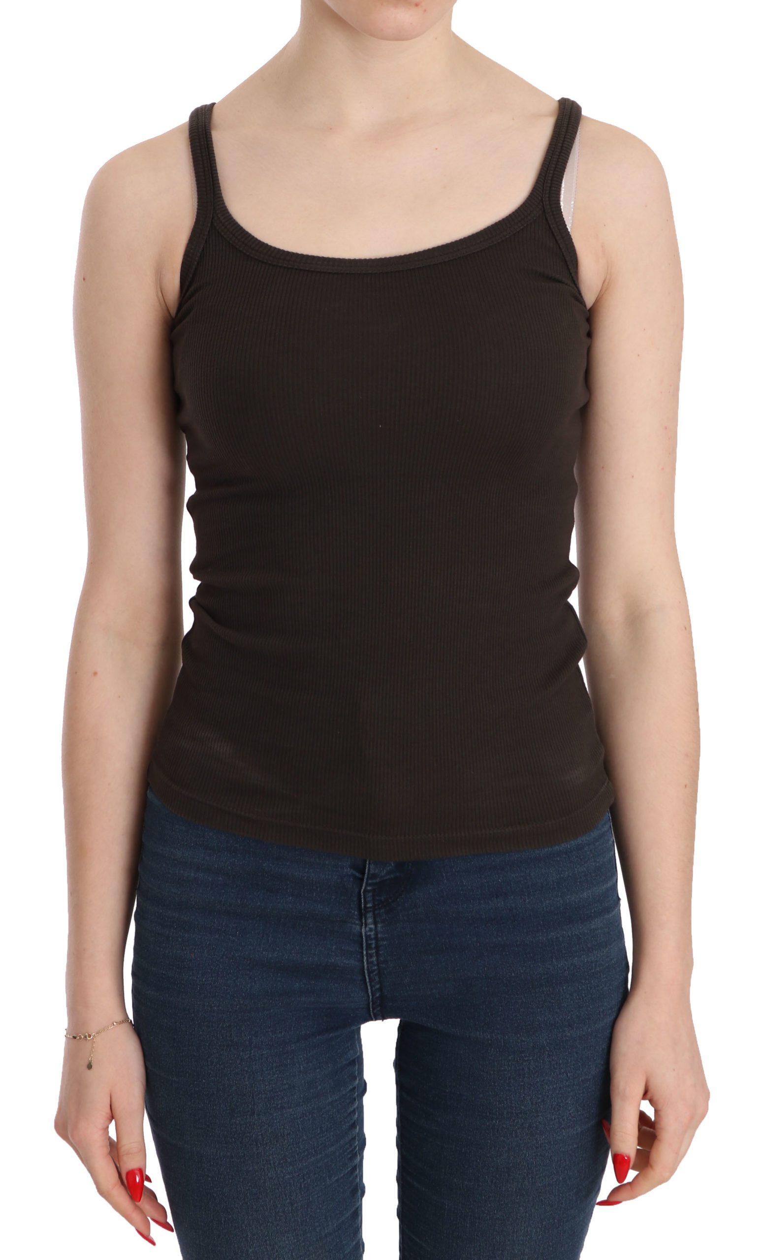 PINK MEMORIES Women's Sleeveless Spaghetti Strap Top Brown TSH3926 - IT40|S