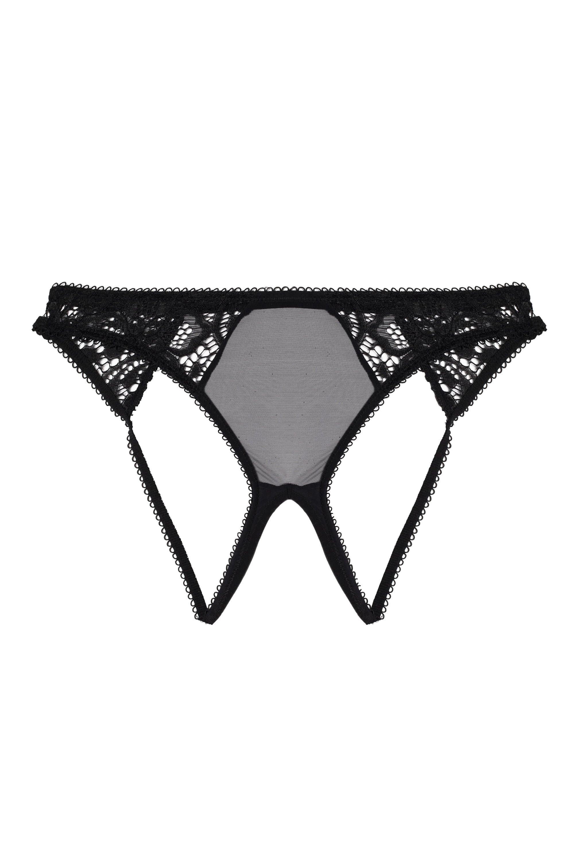 Playful Promises Black Lace And Mesh Ouvert Brief UK 10 / US 6