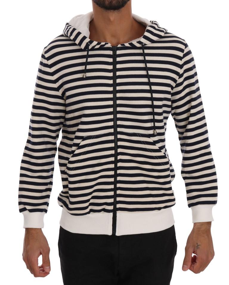 Daniele Alessandrini Men's Striped Hooded Sweater Blue TSH1339 - L