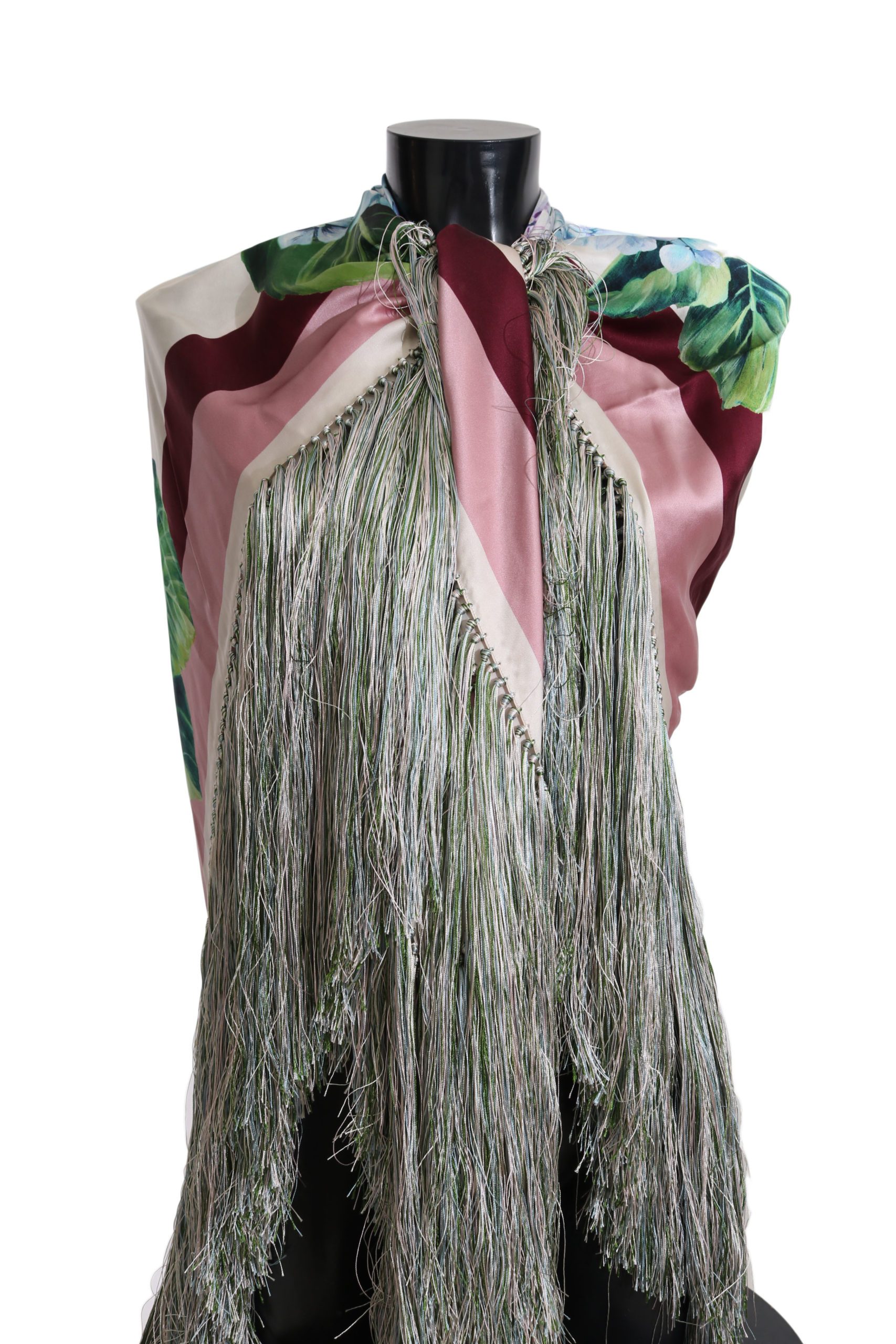 Dolce & Gabbana Women's Hortensia Floral Silk Fringes Scarf Multicolor MS2419
