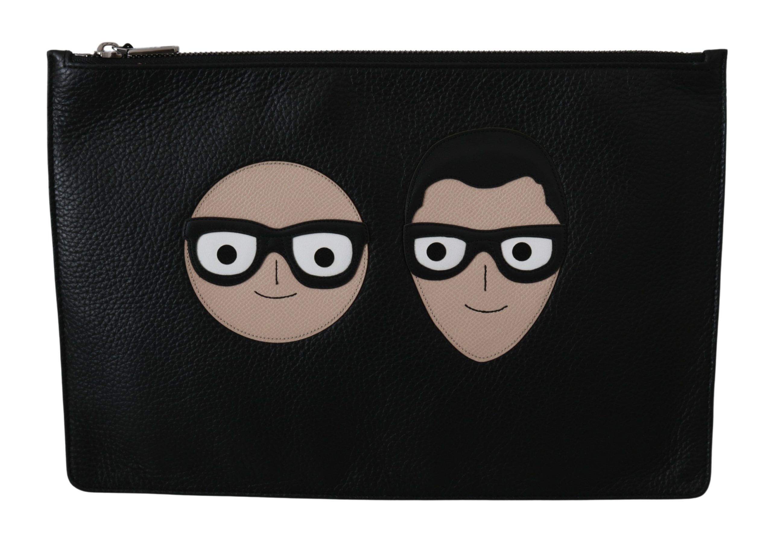 Dolce & Gabbana Men's Leather Clutch Document Wallet Black VAS9319