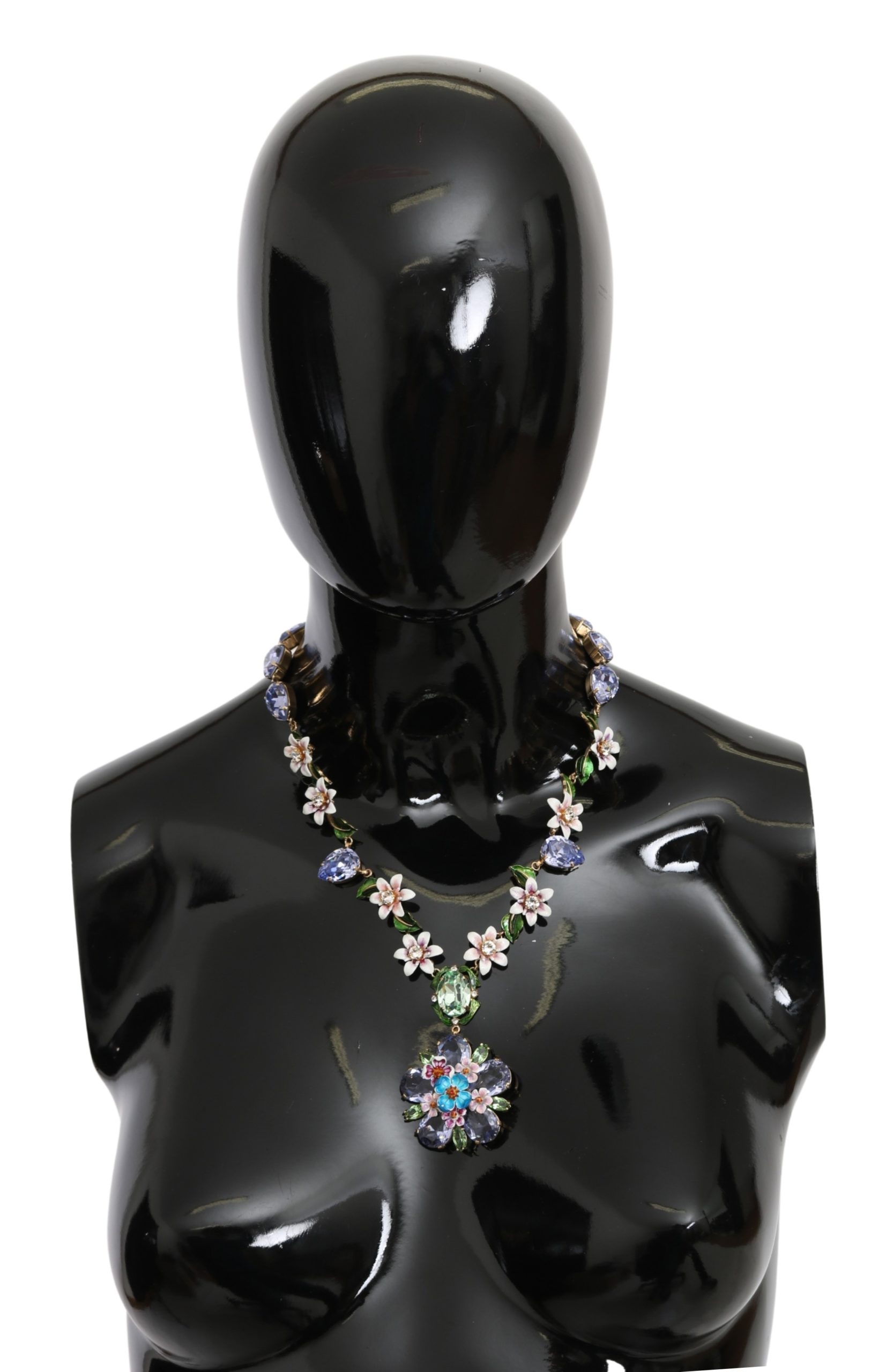 Dolce & Gabbana Women's Floral Crystal Charm Necklace Blue SMY7154