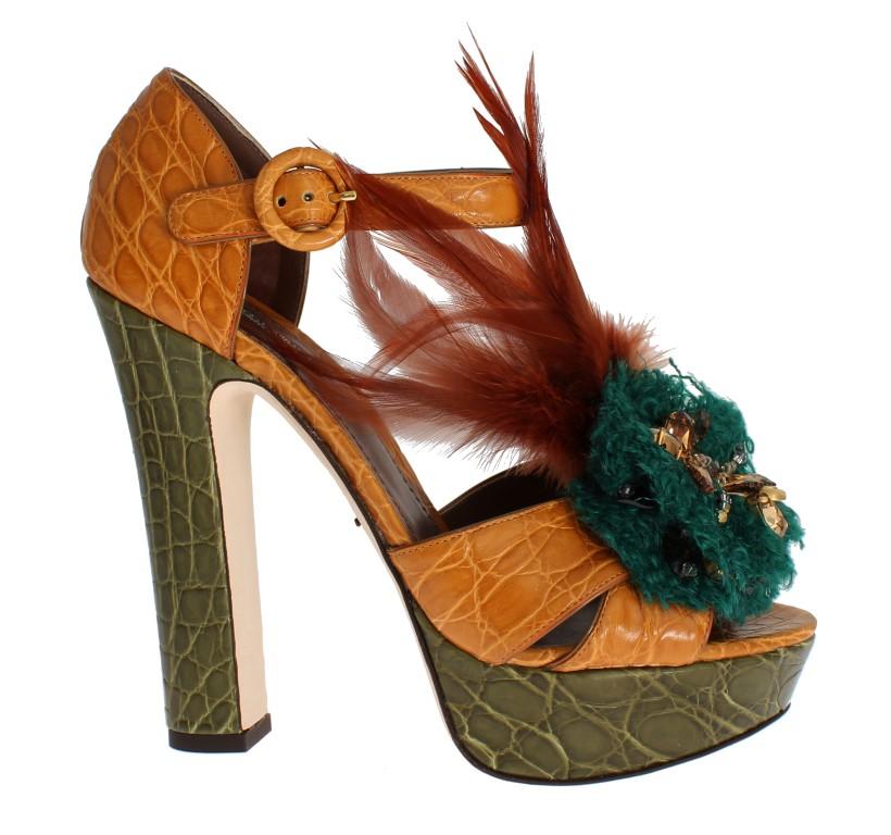 Dolce & Gabbana Women's Caiman Crocodile Leather Sandal Multicolor SIG17593 - EU36/US5.5