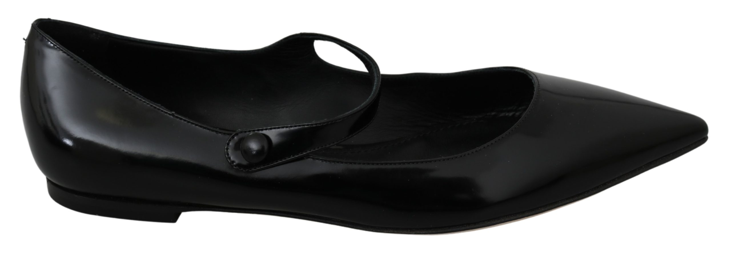 Dolce & Gabbana Women's Leather Ballerina Mary Jane Flats Black LA6946 - EU39/US8.5