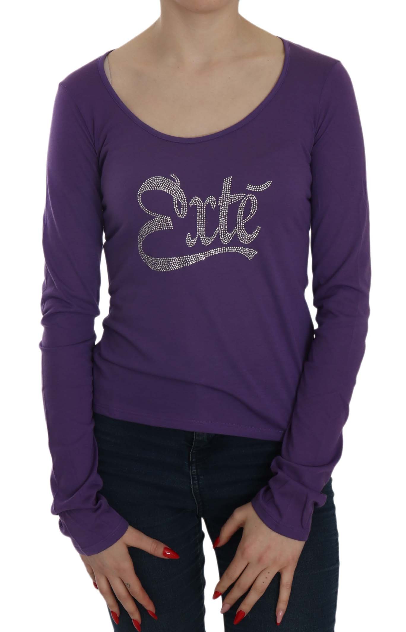 Exte Women's Crystal Embellished LS Casual Top Purple TSH3908 - IT38|XS