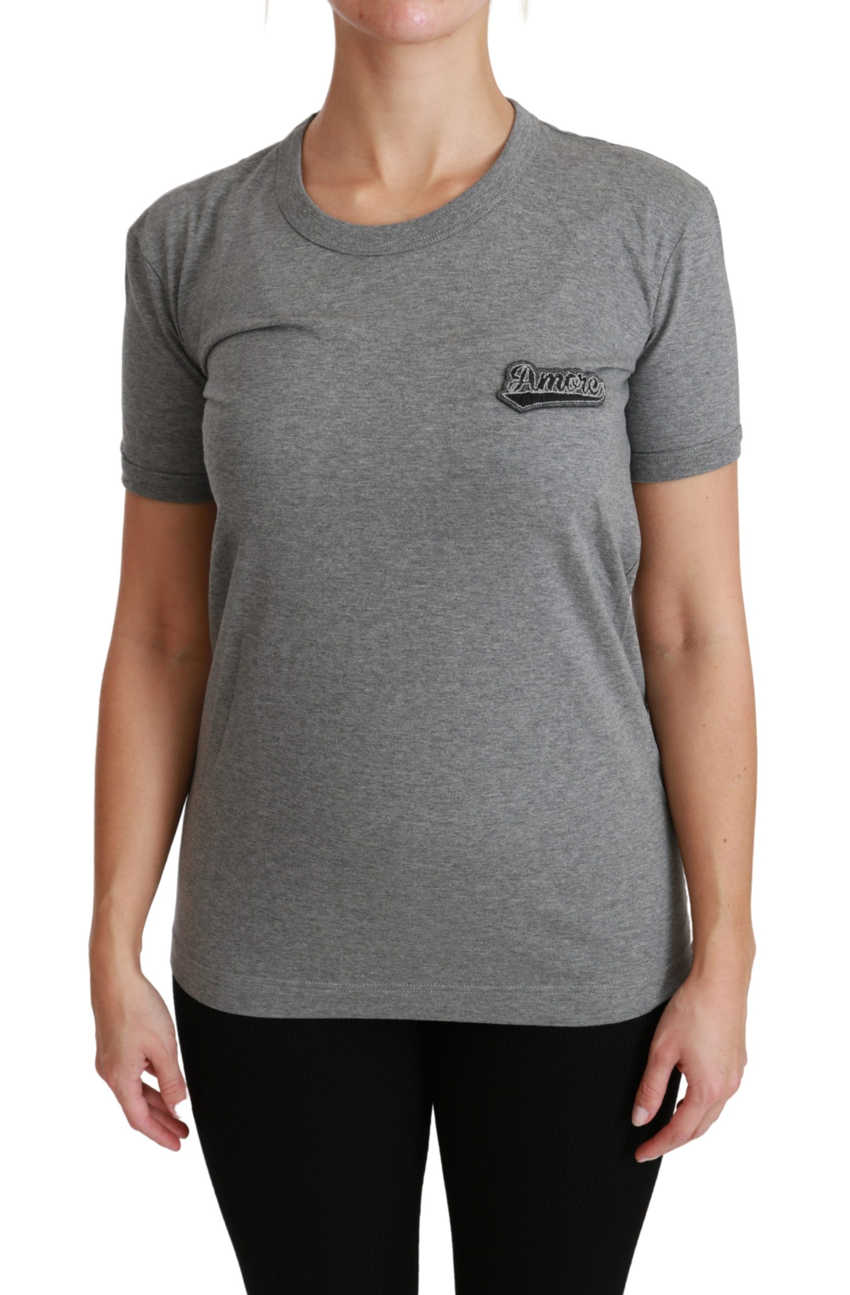 Dolce & Gabbana Women's Crewneck Amore T-Shirt Gray TSH4467 - IT36 | XS
