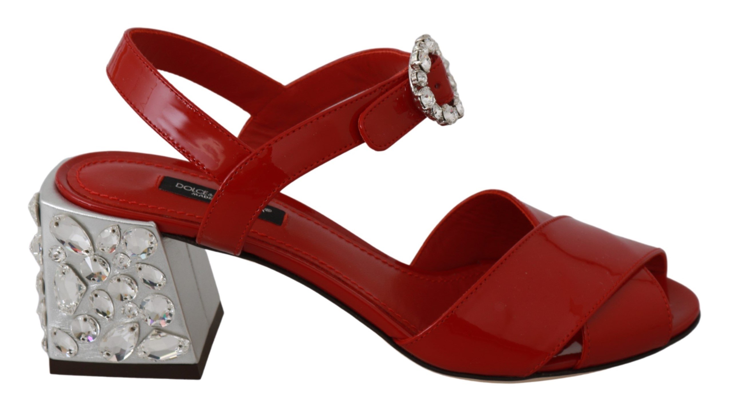 Dolce & Gabbana Women's Patent Leather Crystal Sandals Red LA6463 - EU36/US5.5