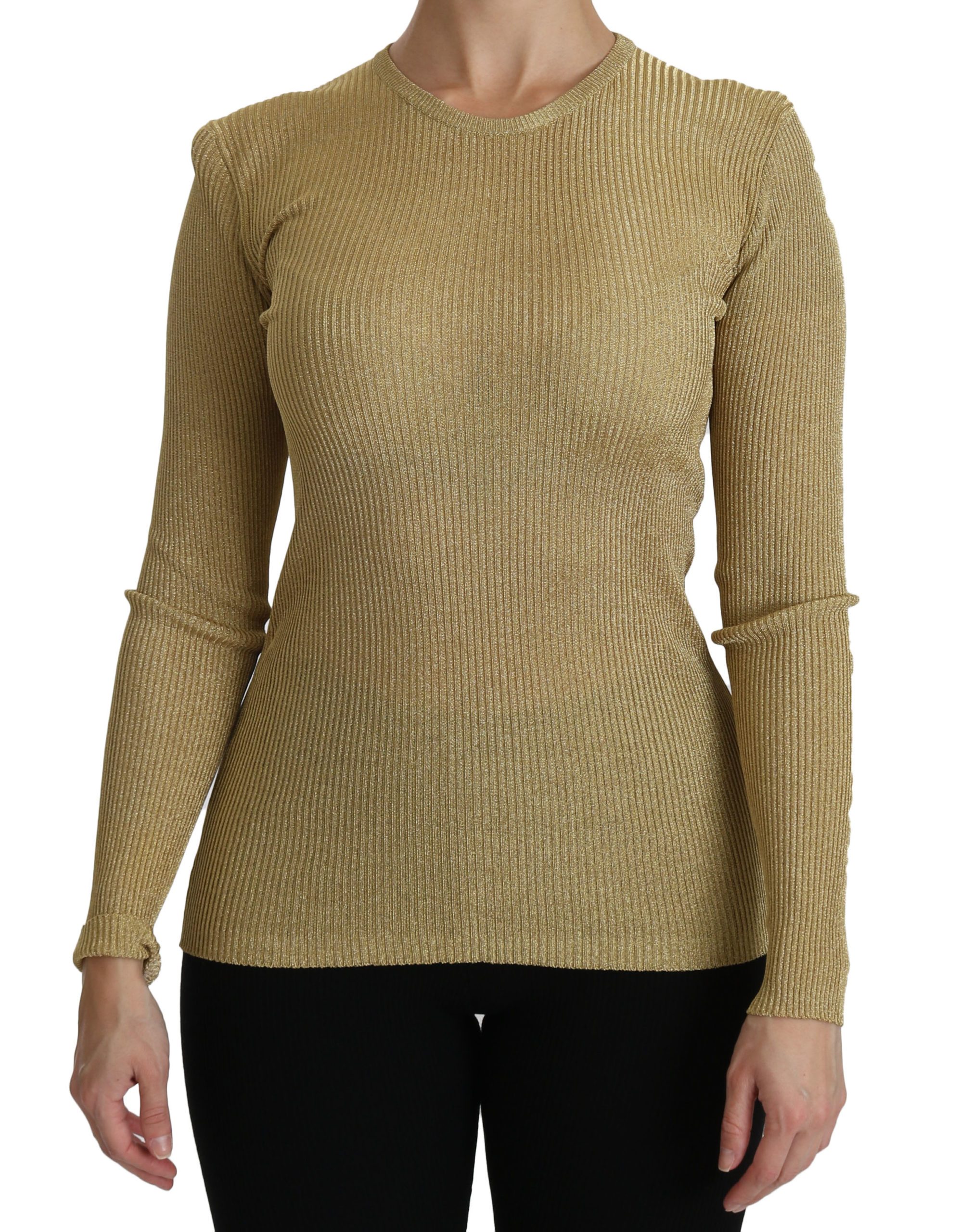 Dolce & Gabbana Women's Crew Neck LS Viscose Top Gold TSH4242 - IT40|S