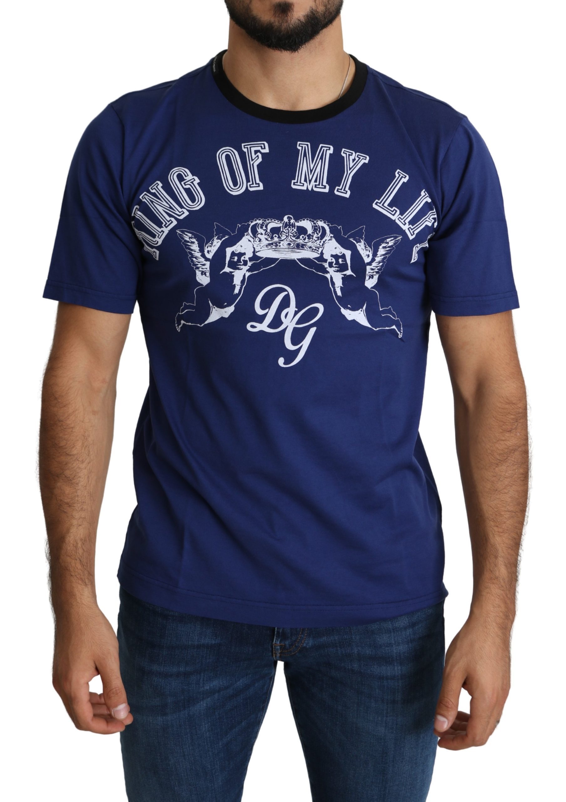 Blue D&G King Of My Life 100% Cotton T-shirt - IT44 | XS