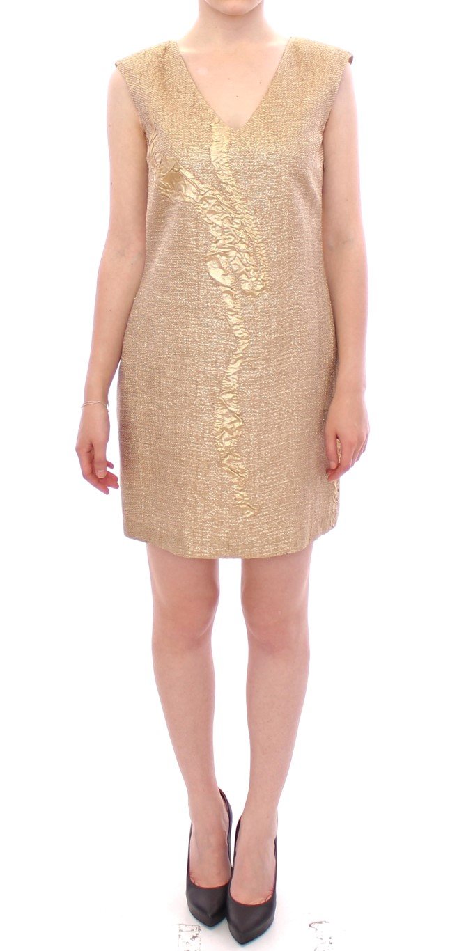 Arzu Kaprol Women's Sleeveless Shift Mini Dress Gold GSS10311 - IT38|XS