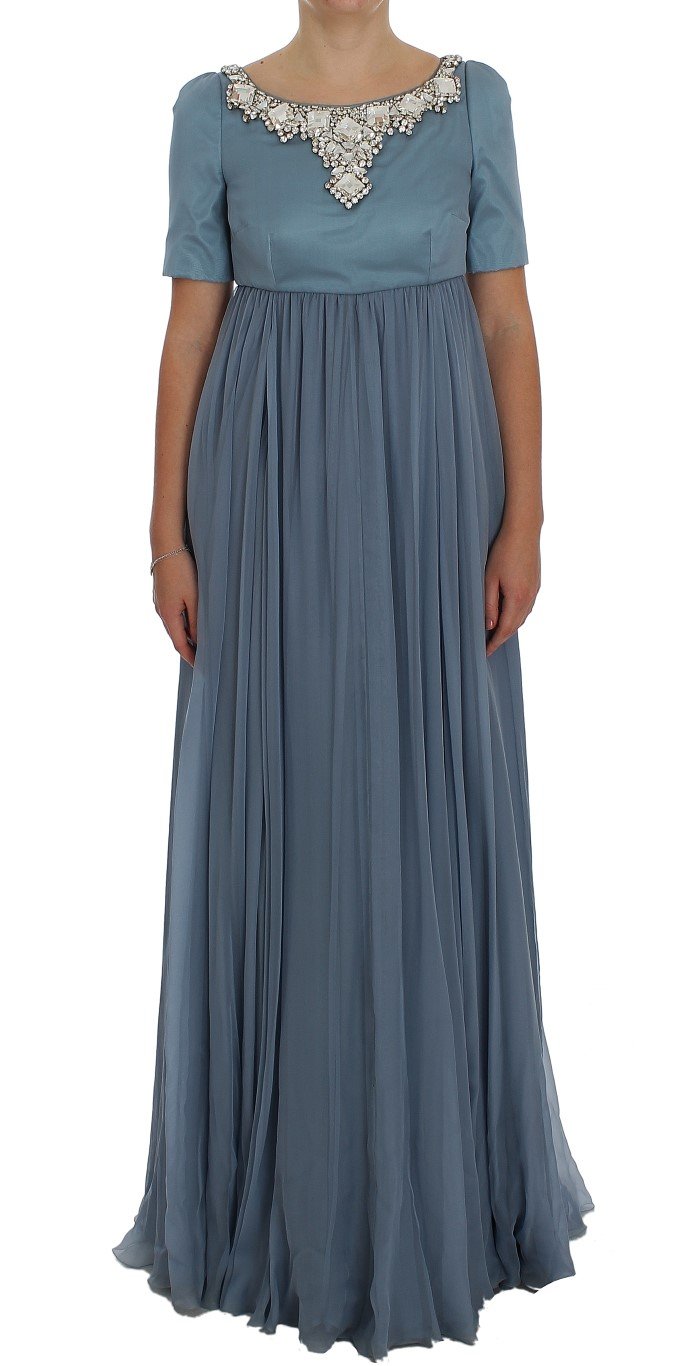 Dolce & Gabbana Women's Silk Crystal Sheath Gown Dress Blue NOC10140 - IT40|S