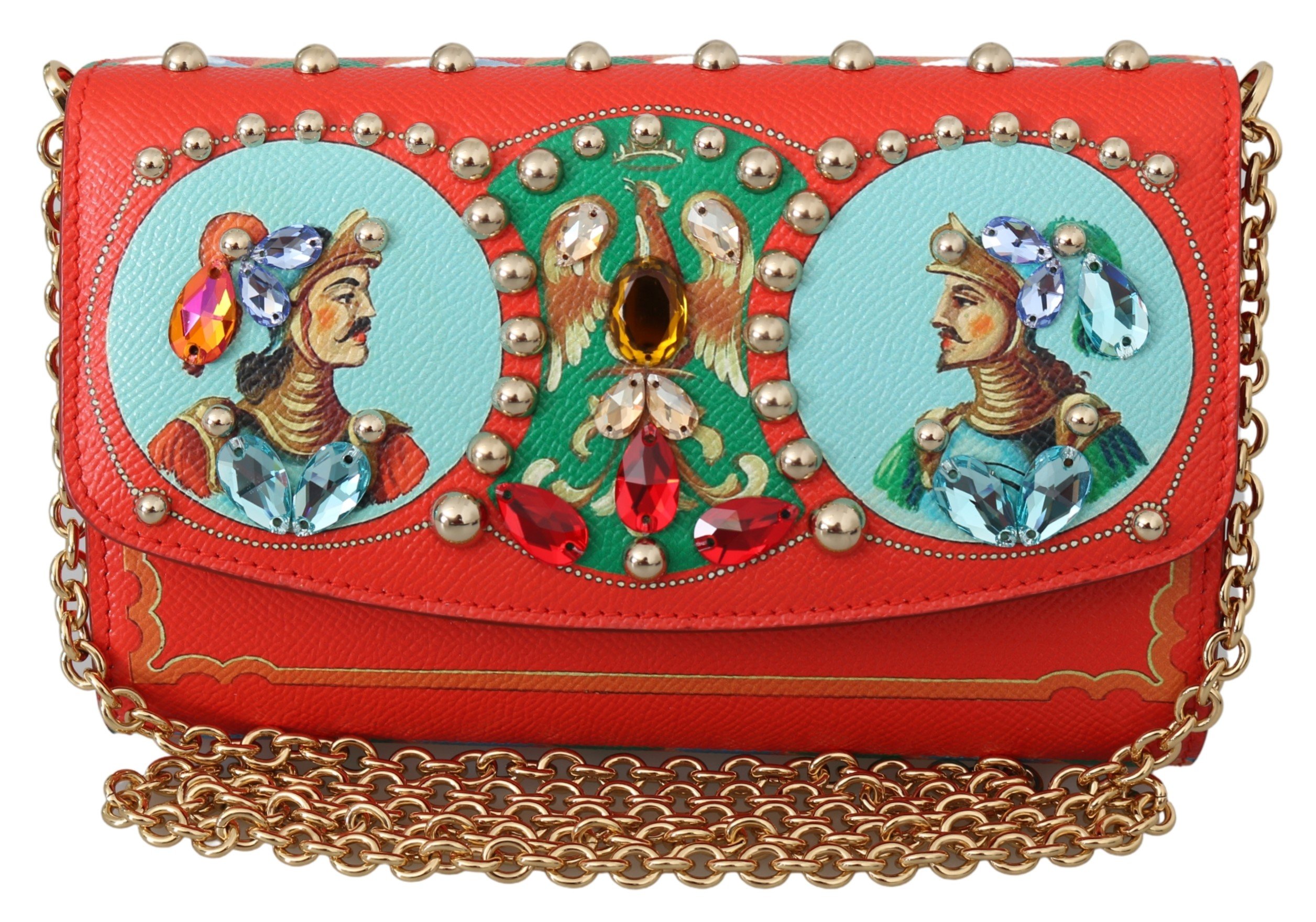 Dolce & Gabbana Women's Crystal Sicily Leather Clutch Bag Red VAS9916