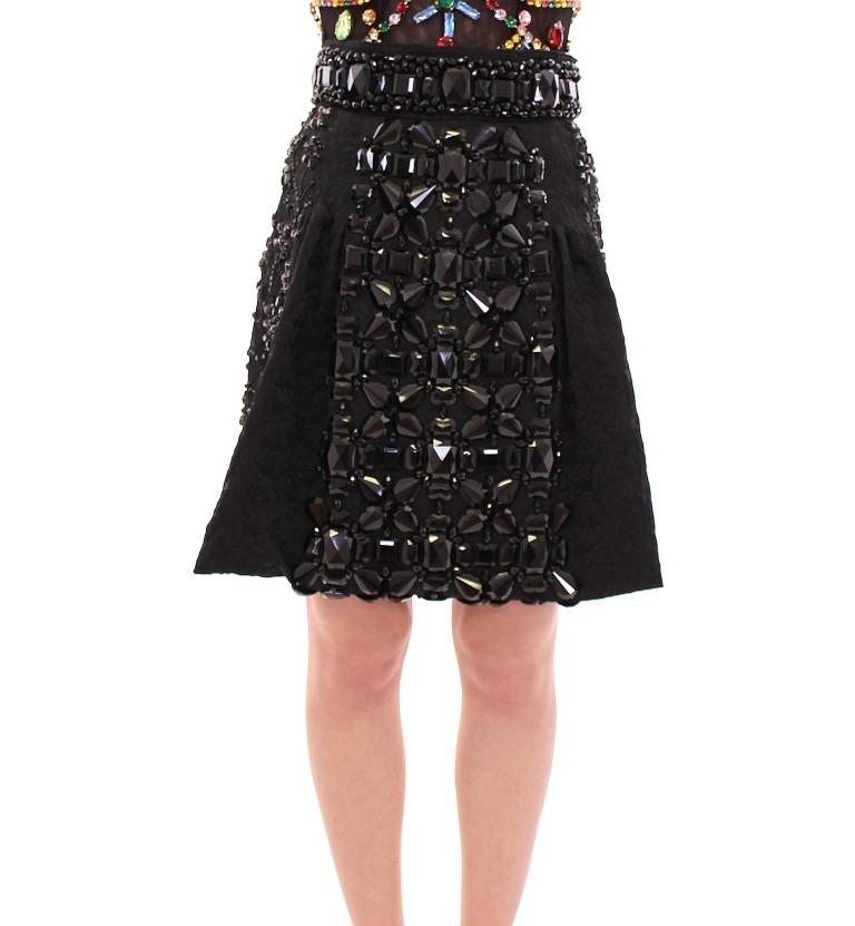 Dolce & Gabbana Women's Crystal Skirt Black GSD12657-1 - IT42|M