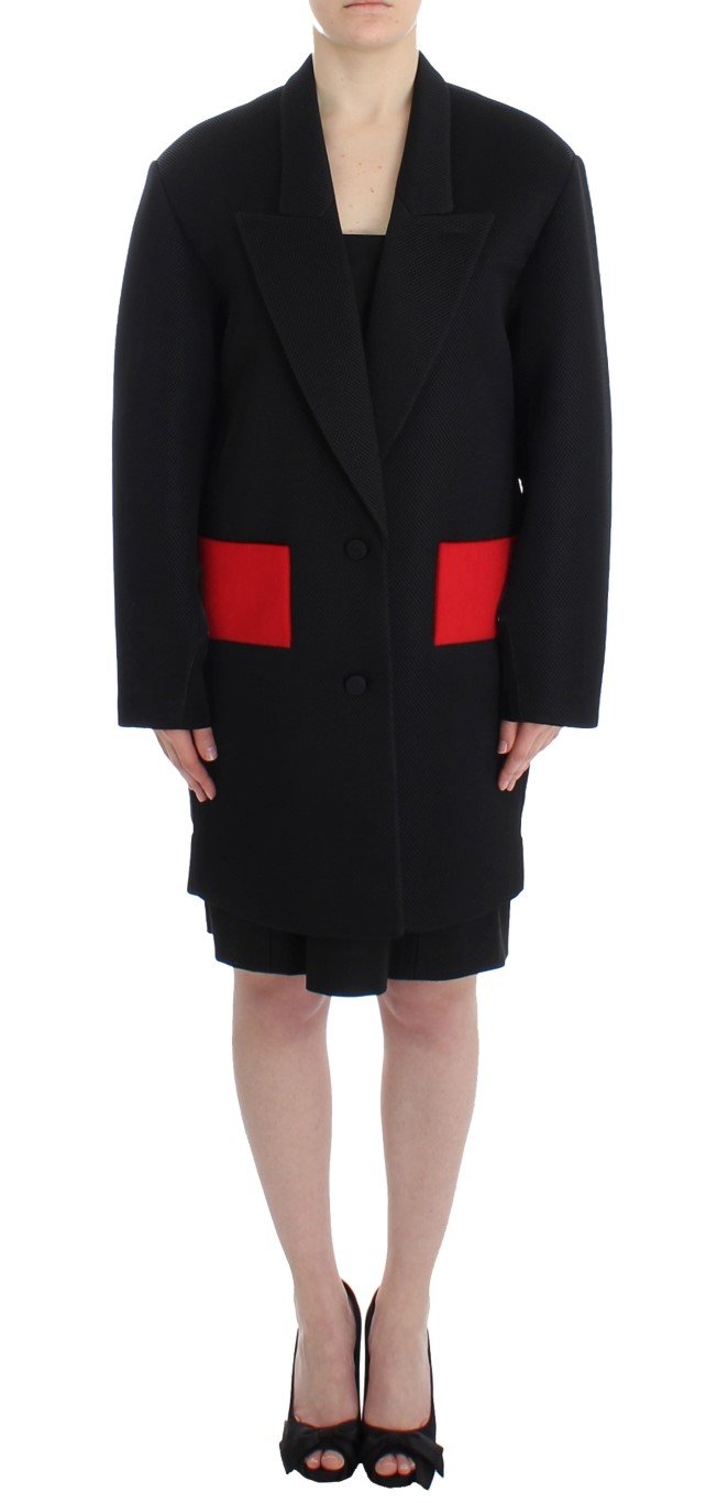 KAALE SUKTAE Women's Trench Long Draped Coat Black SIG12602 - IT42|M