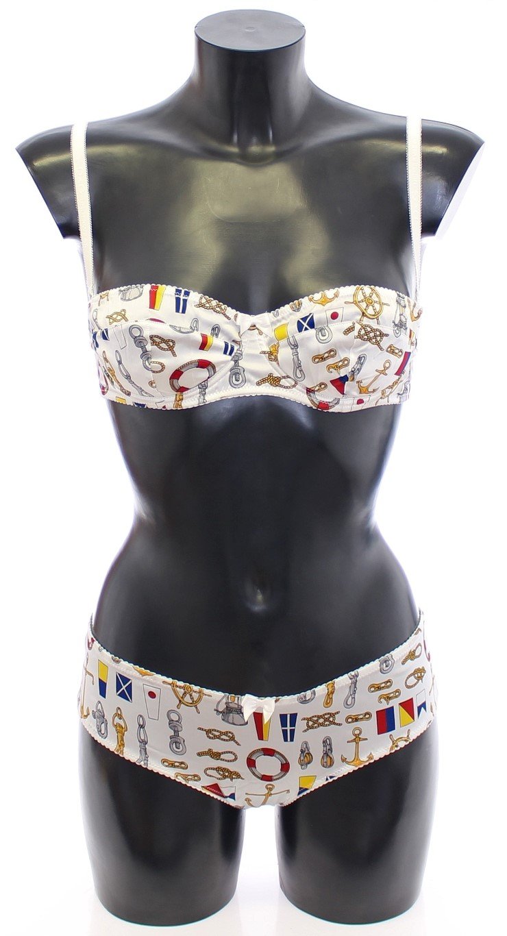 White Sailor Bra Panty Stretch Underwear - IT3 | M