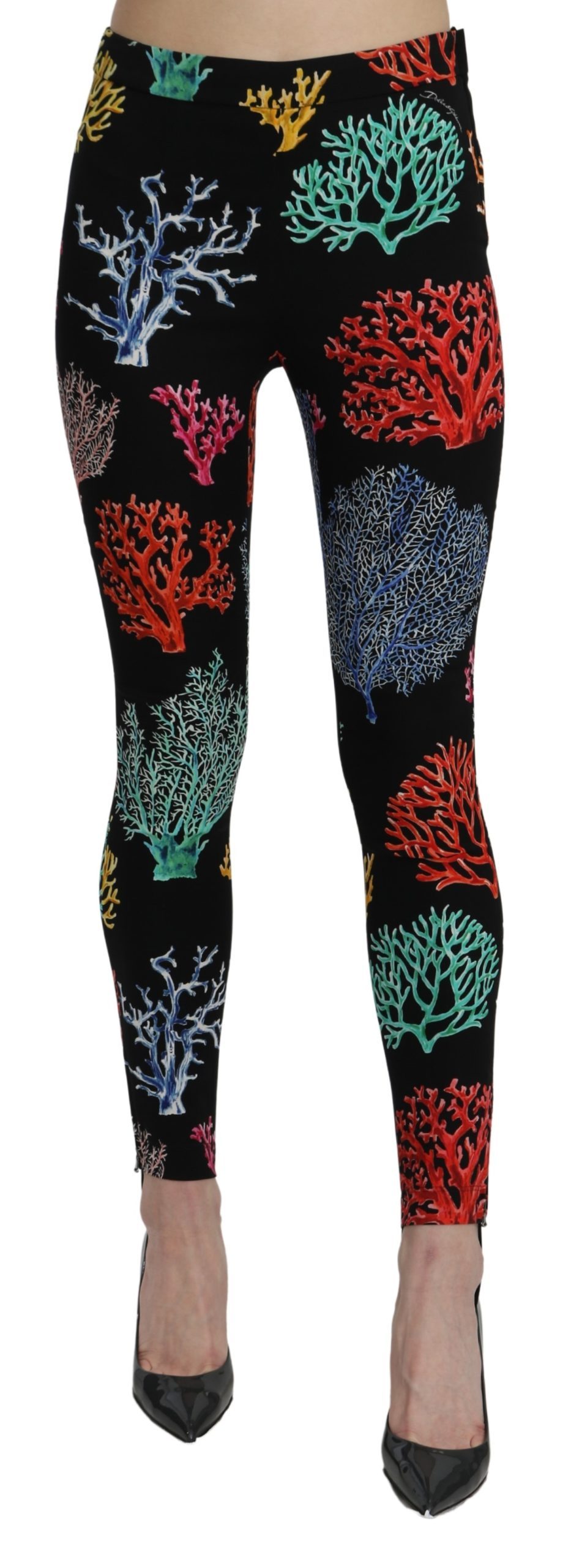 Dolce & Gabbana Women's Coral Tights Slim Fit Leggings Black PAN71063 - IT38|XS
