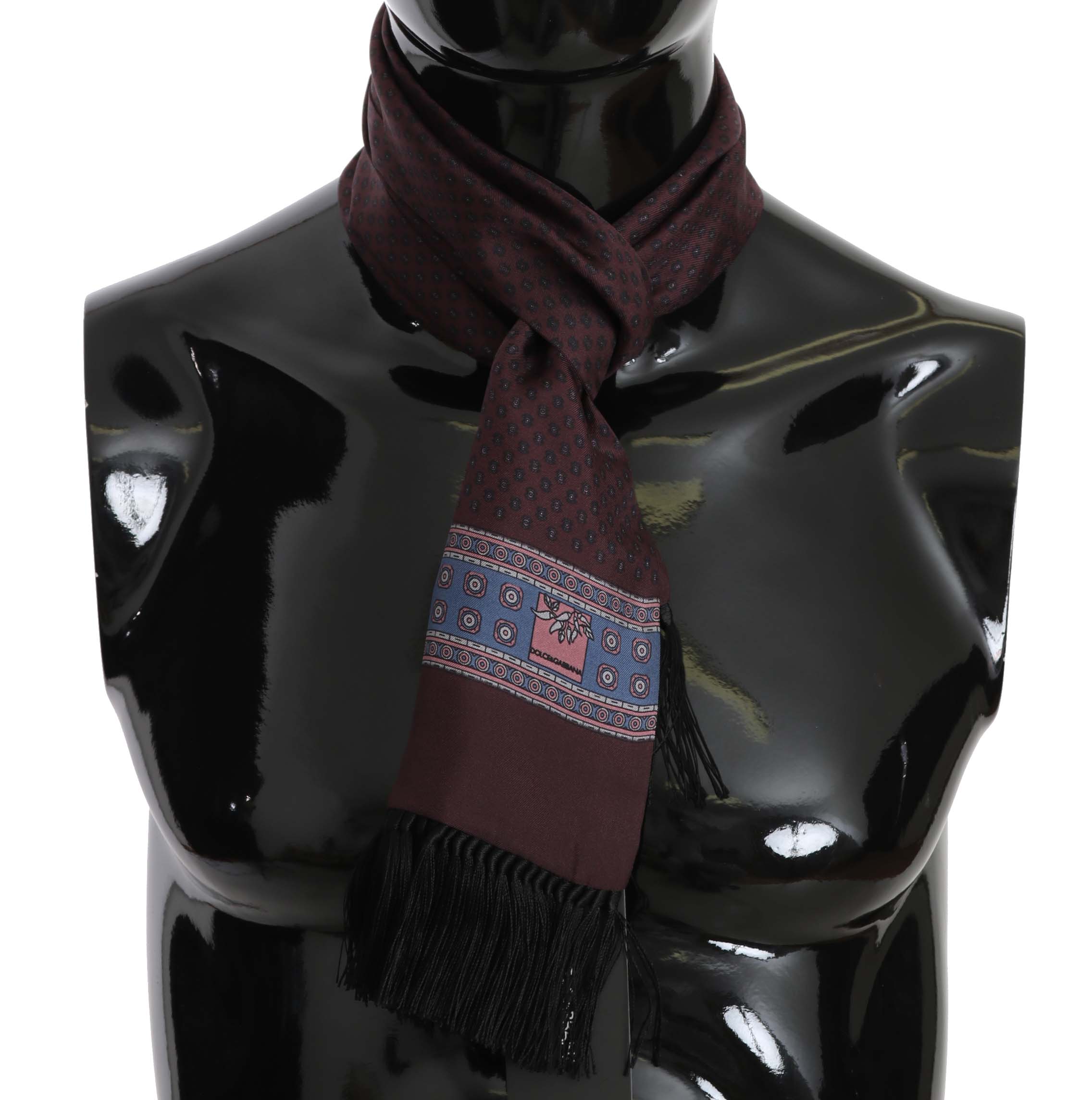 Dolce & Gabbana Men's Baroque Silk Tassel Scarf Purple MS5098
