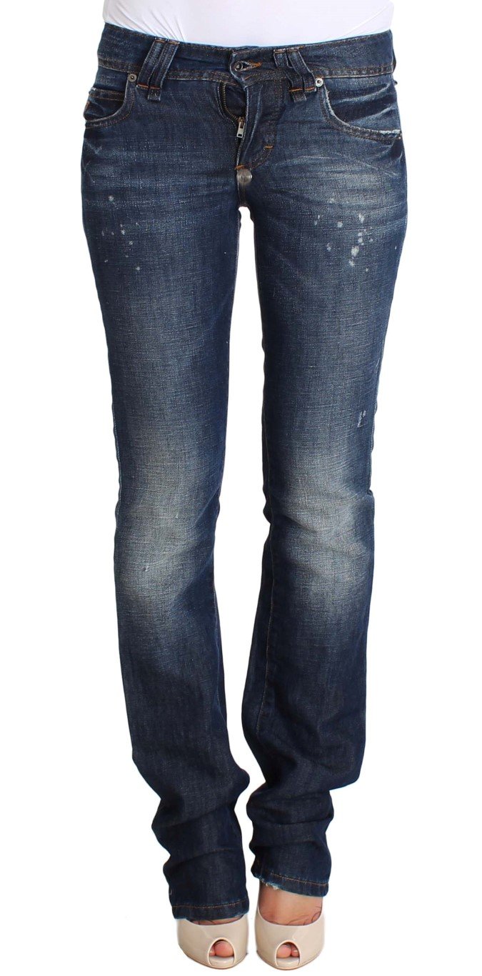 John Galliano Women's Flare Boot Cotton Lenin Jeans Blue SIG30285 - W26