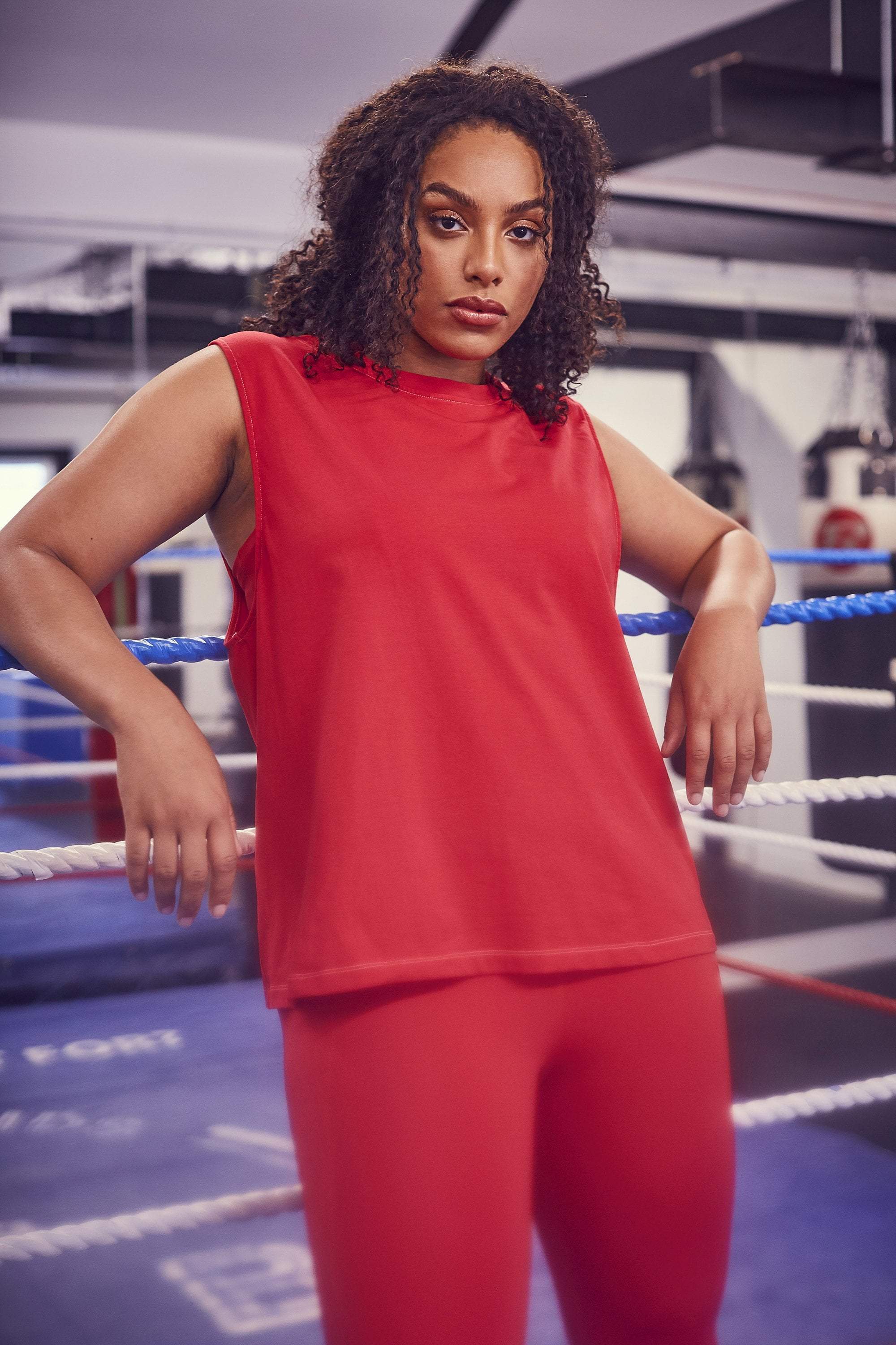 Wolf & Whistle Cotton Knot Front Vest Red Curve UK18 / US14