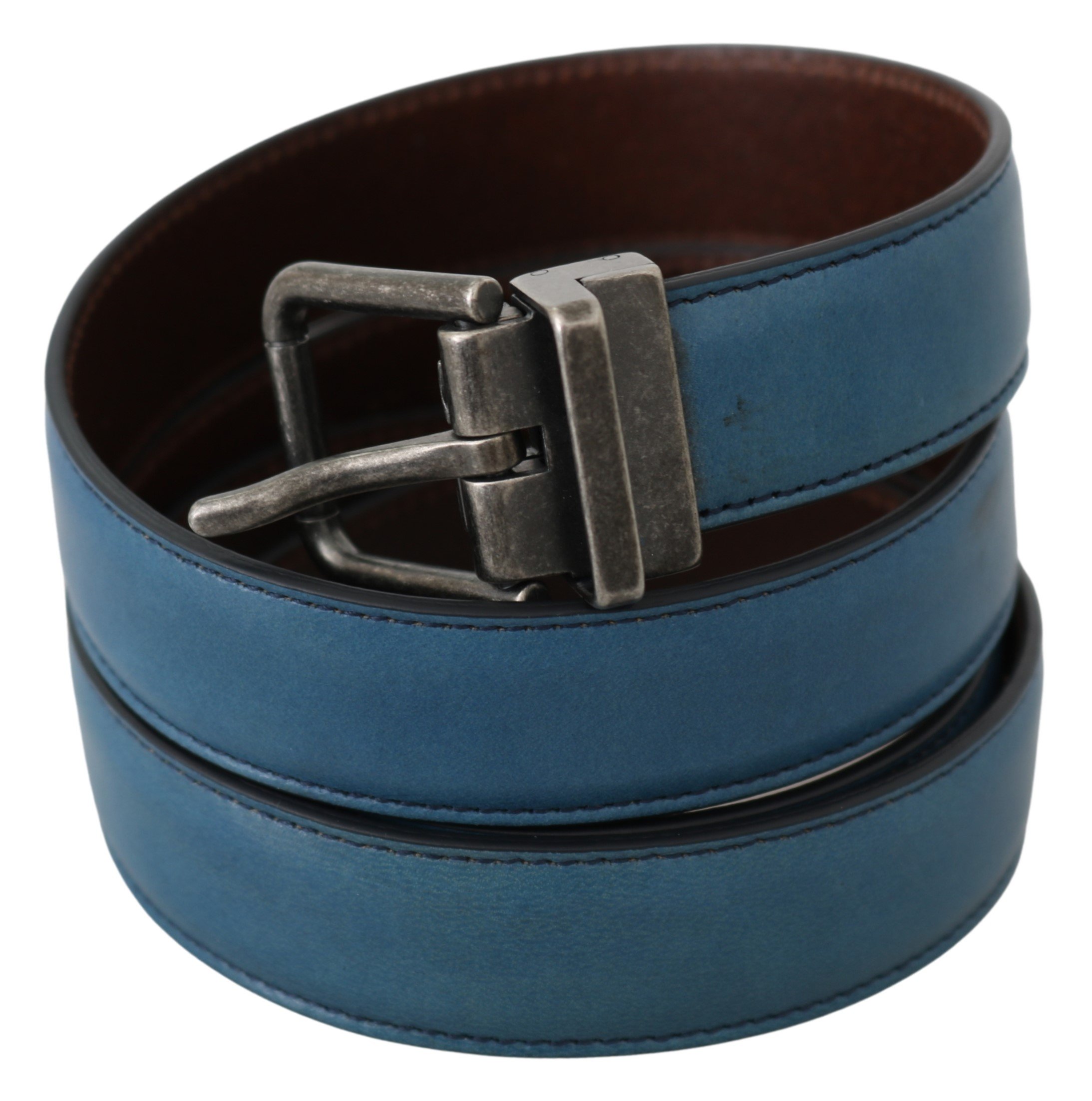 Dolce & Gabbana Men's Leather Metal Logo Buckle Belt Blue BEL60489 - 100 cm / 40 Inches