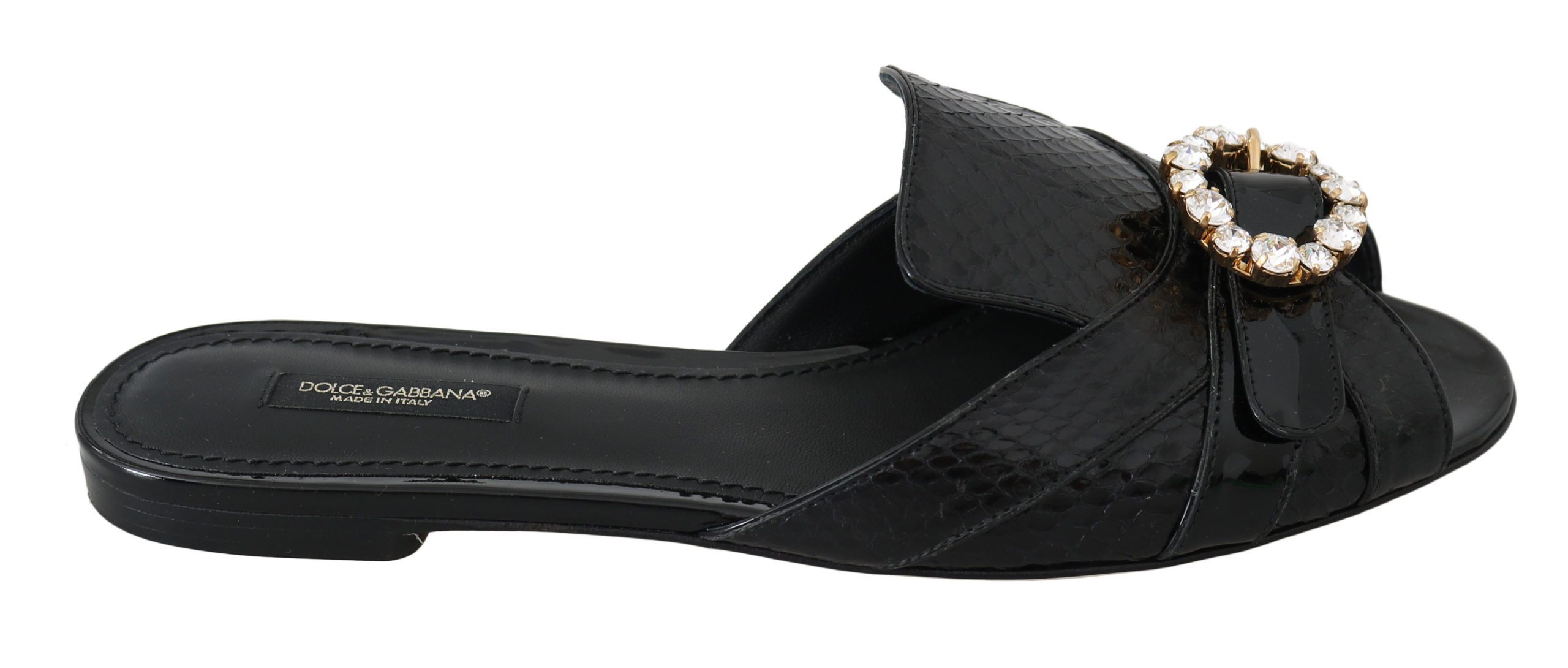 Dolce & Gabbana Leather Flats Black LA6293-36 - EU36/US5.5