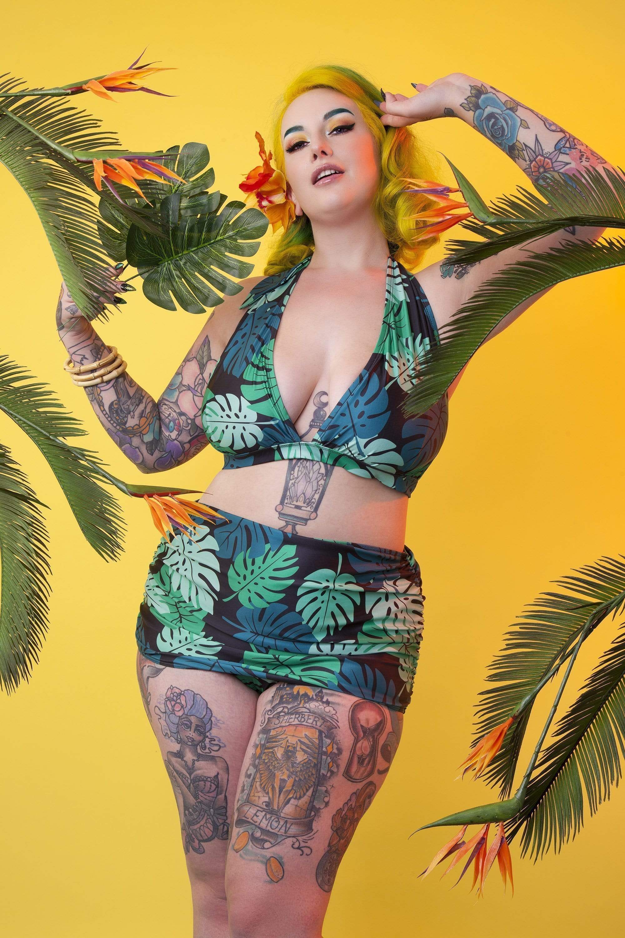 Collectif Green Palm Skirted brief XS / UK8 / US4