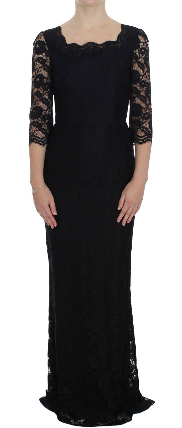 Dolce & Gabbana Women's Floral Lace Long Dress Black NOC10096 - IT40|S