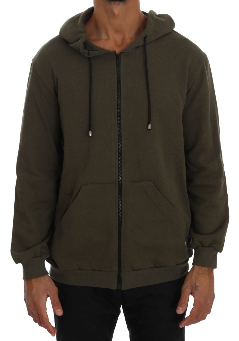 Daniele Alessandrini Men's Full Zipper Hodded Cotton Sweater Green TSH1345 - L